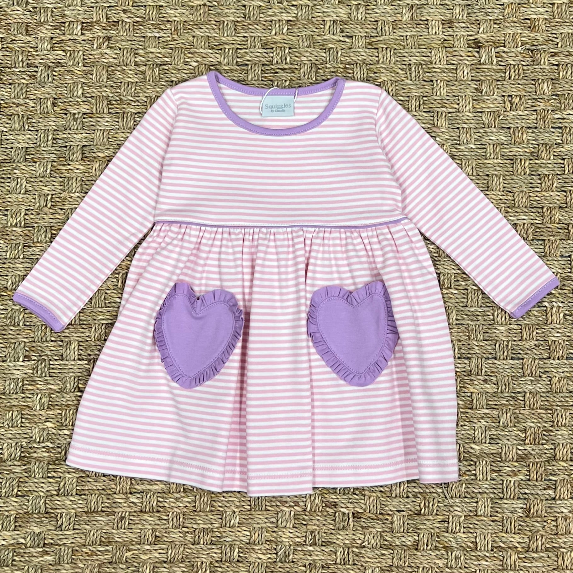 Squiggles Pink Stripe Popover Dress