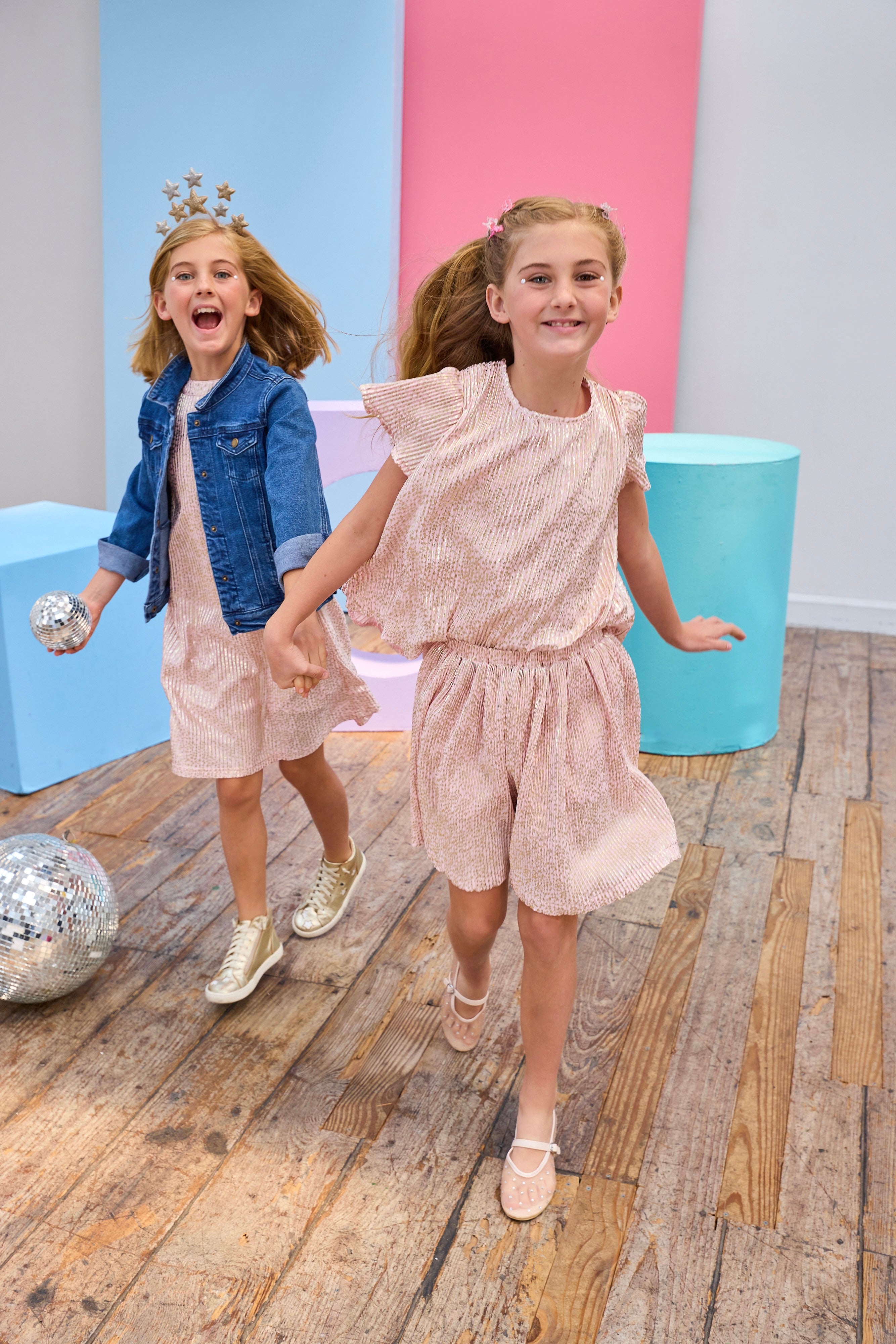 Bisby Circle Skort, Pink Crinkle Stars