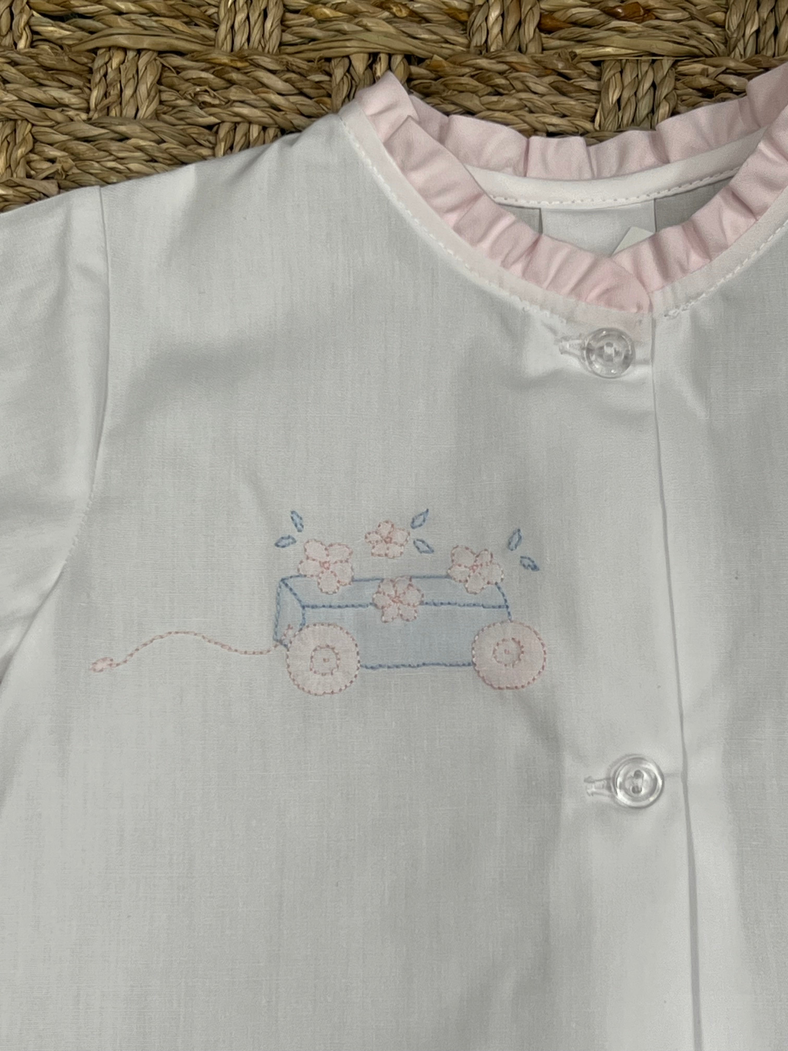 Auraluz Daygown with Pink Floral Wagon Embroidery