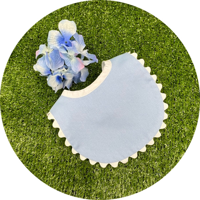 Royalty Collection Blue Cotton Pique Infant Bib