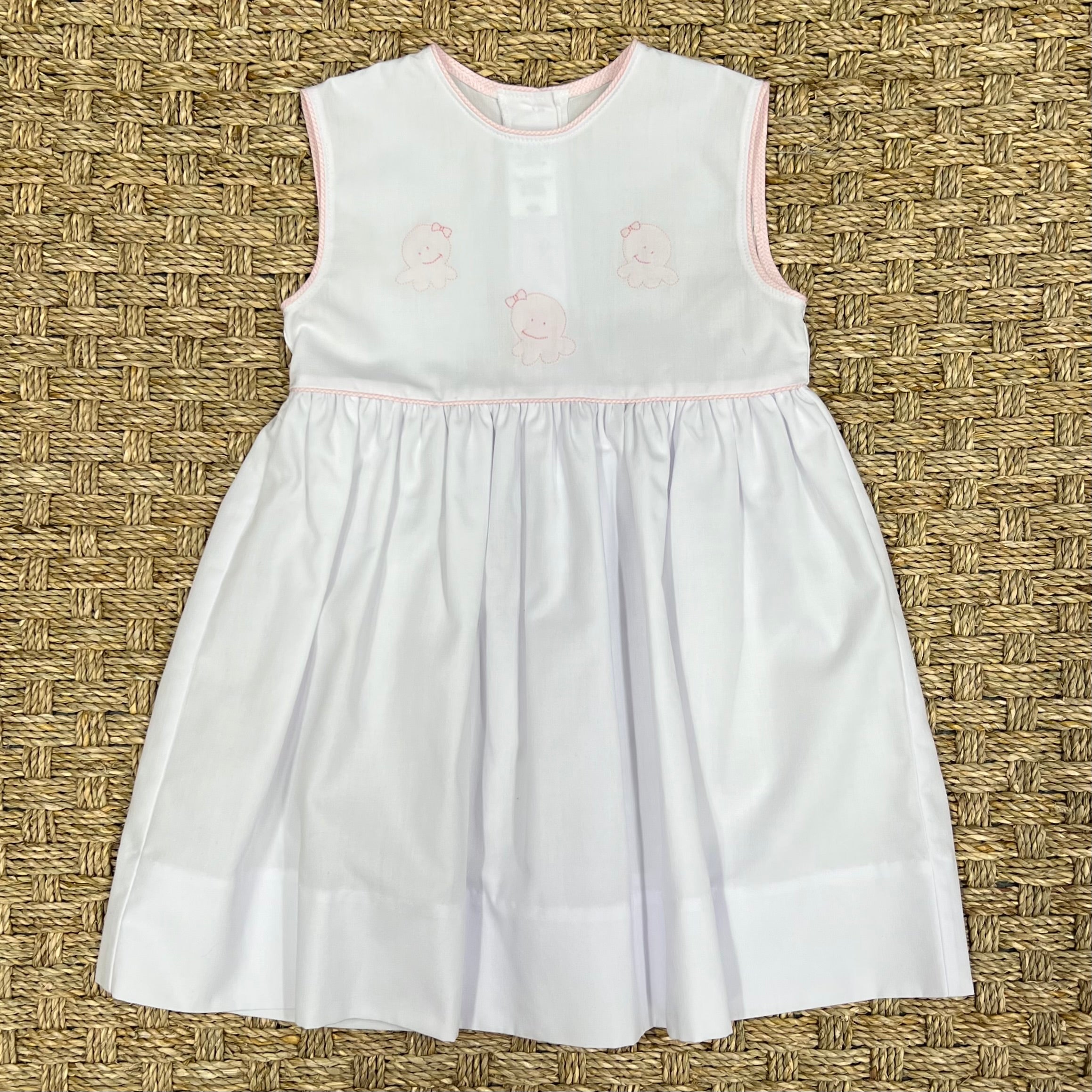 Auraluz Sleeveless Dress with Pink Octopus Embroidery
