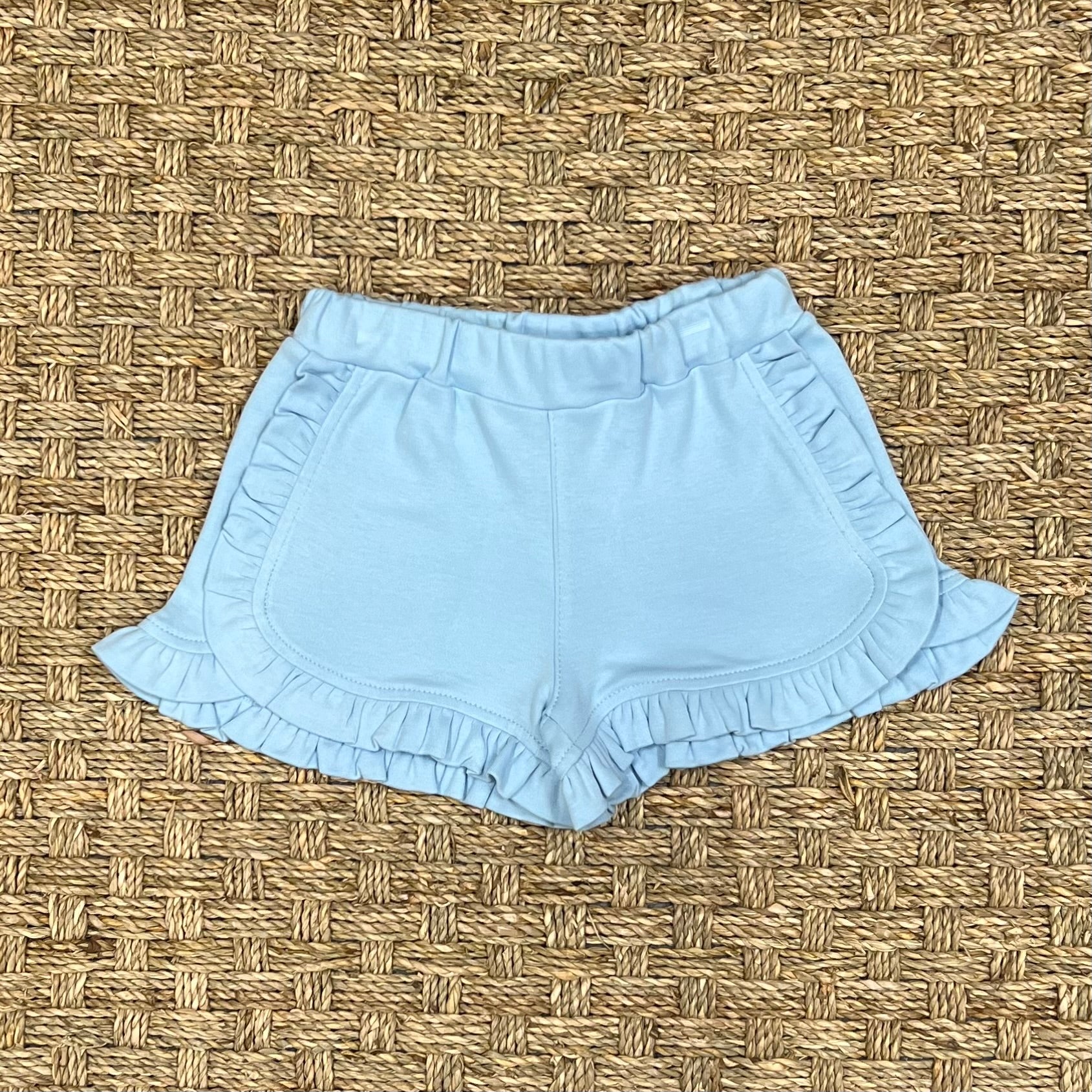 Luigi Ruffle Trim Shorts, Powder Baby Blue