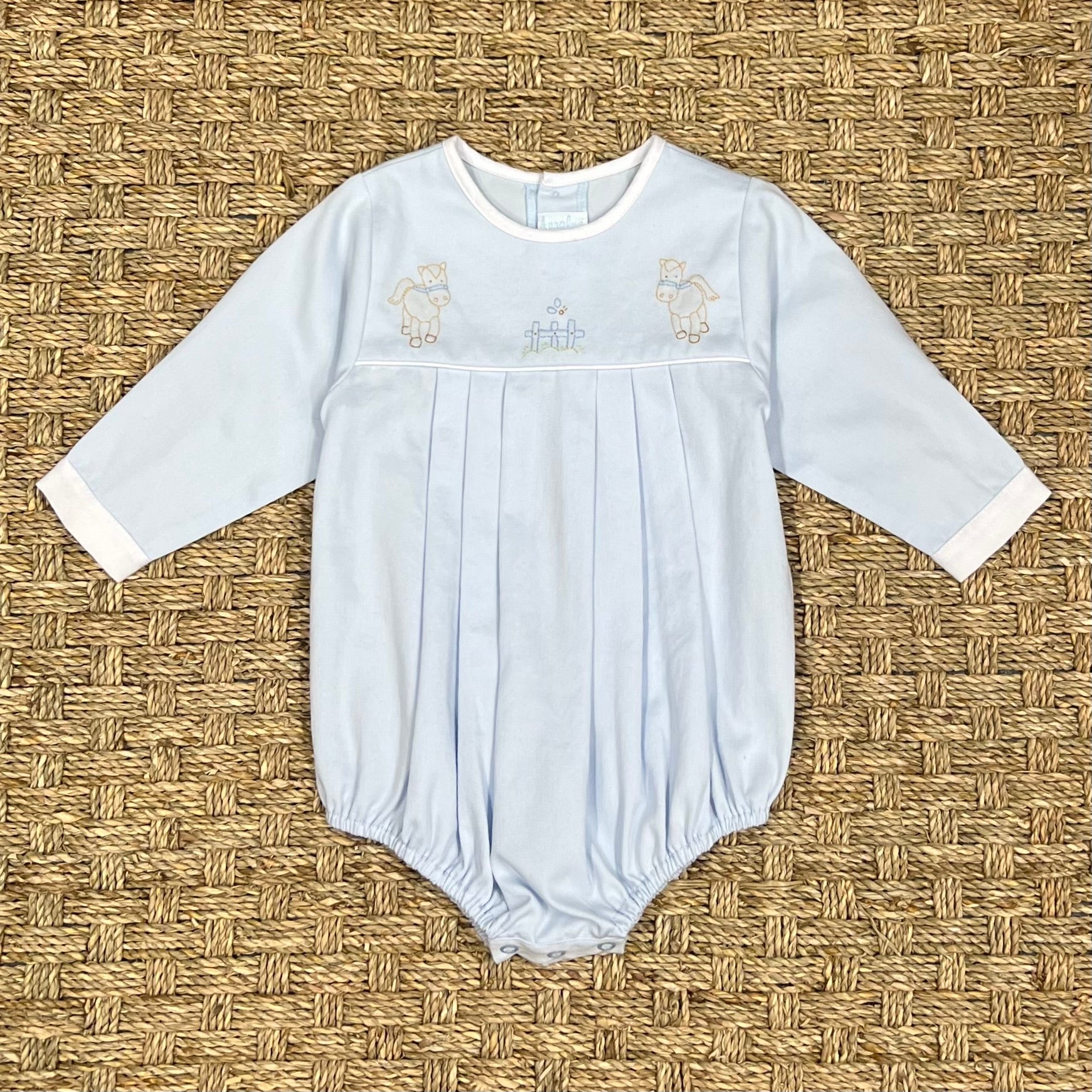 Auraluz Blue Pique Bubble with Horse Embroidery