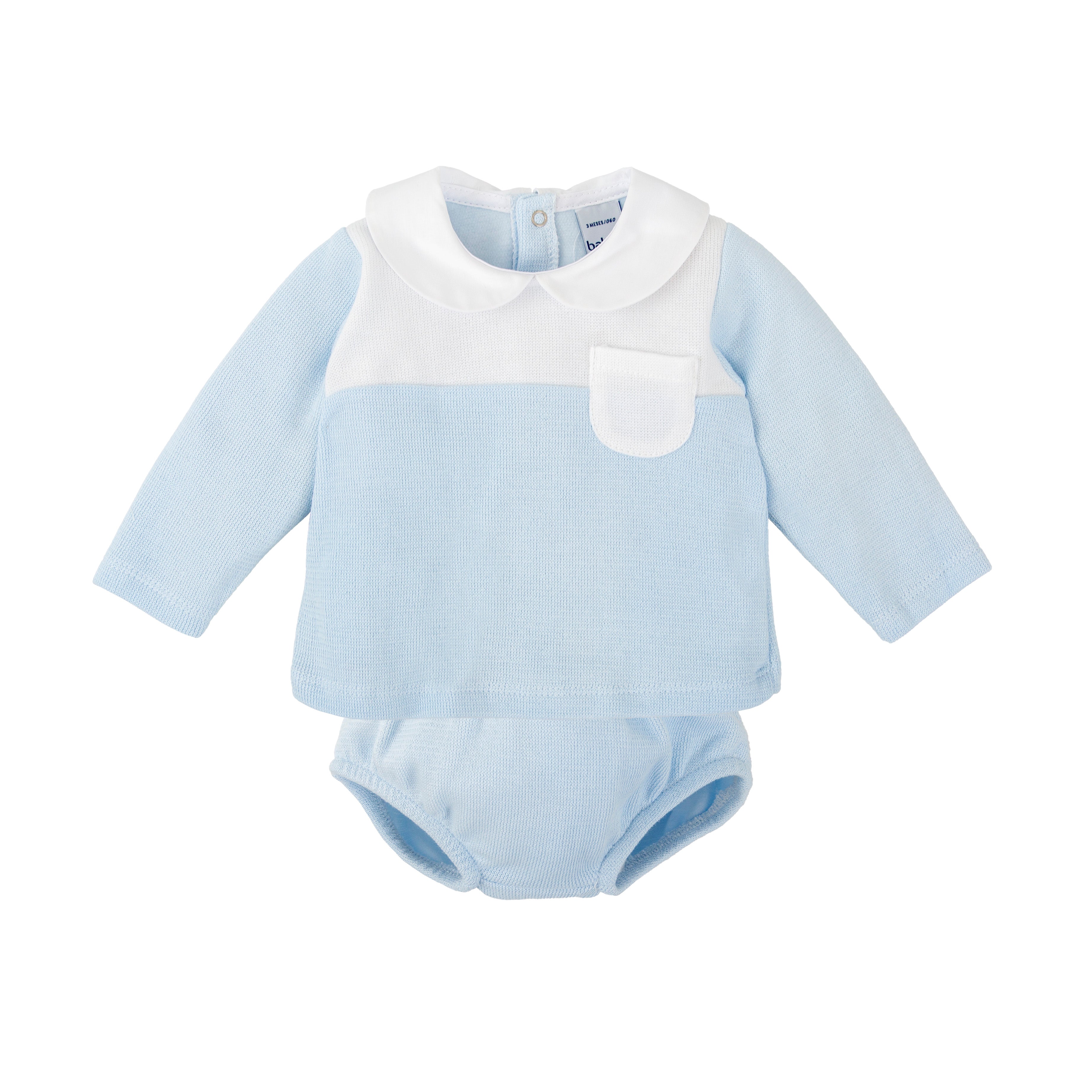 Babidu Blue Knitted Diaper Set with Collar