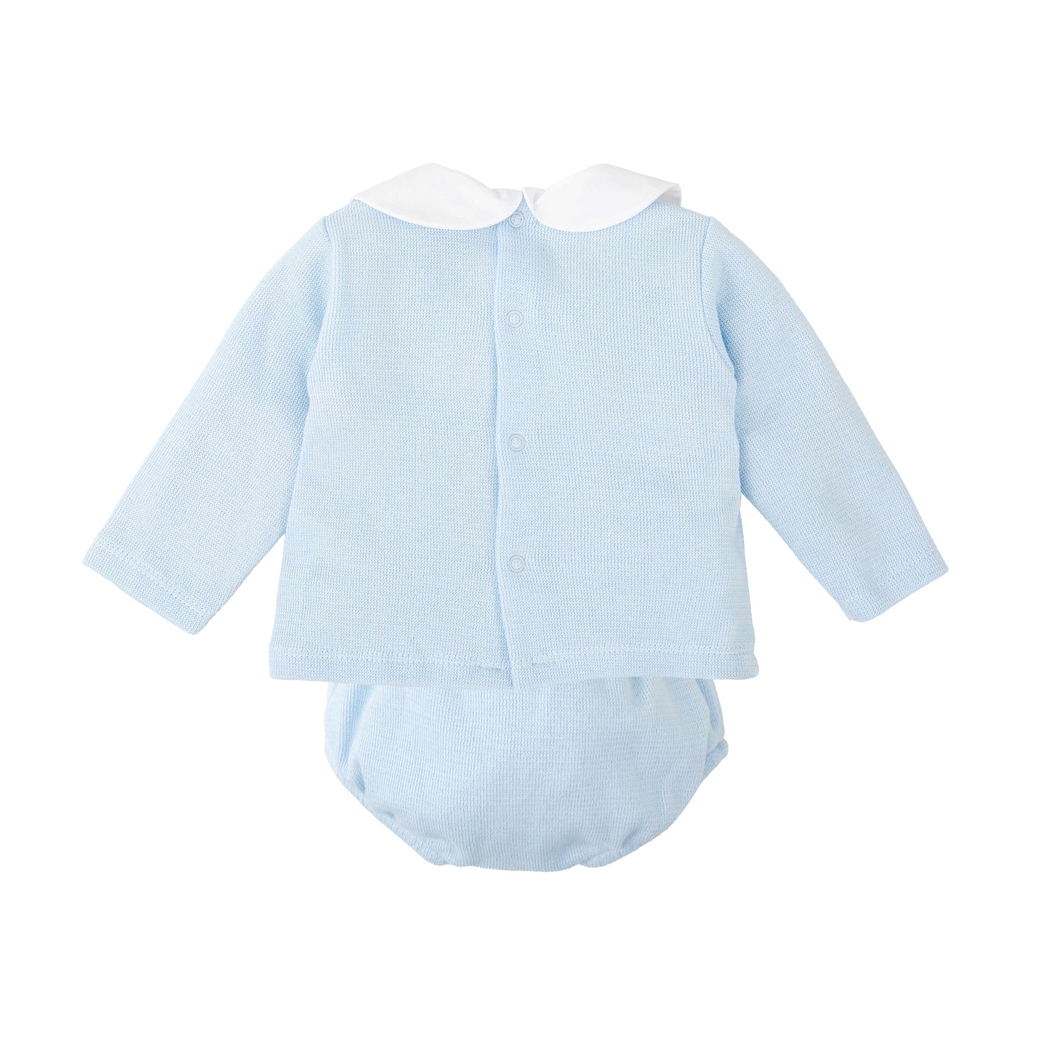 Babidu Blue Knitted Diaper Set with Collar