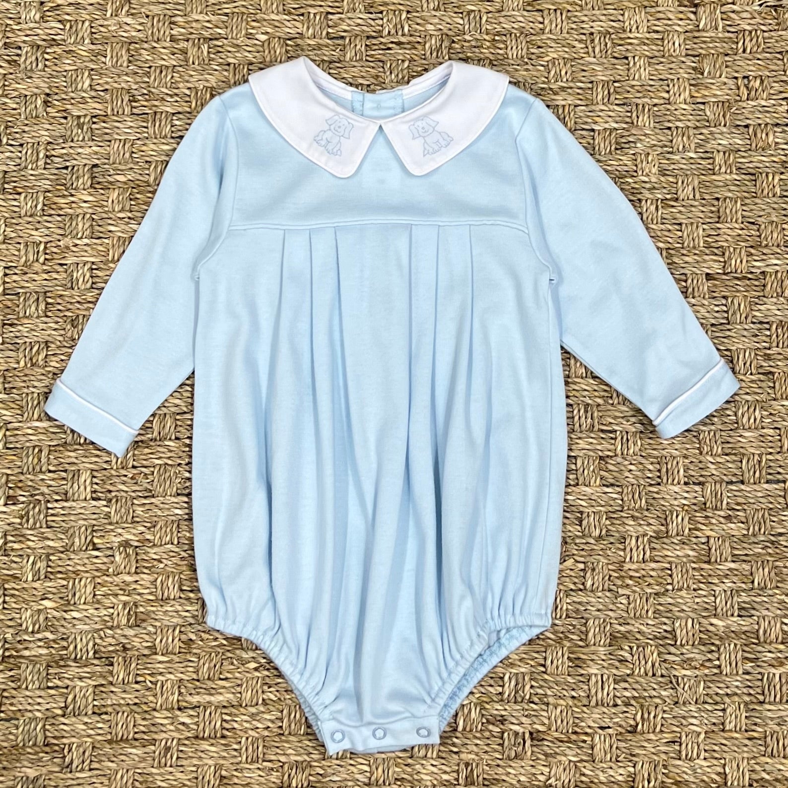 Auraluz Blue Knit Bubble with Blue Puppy Embroidery