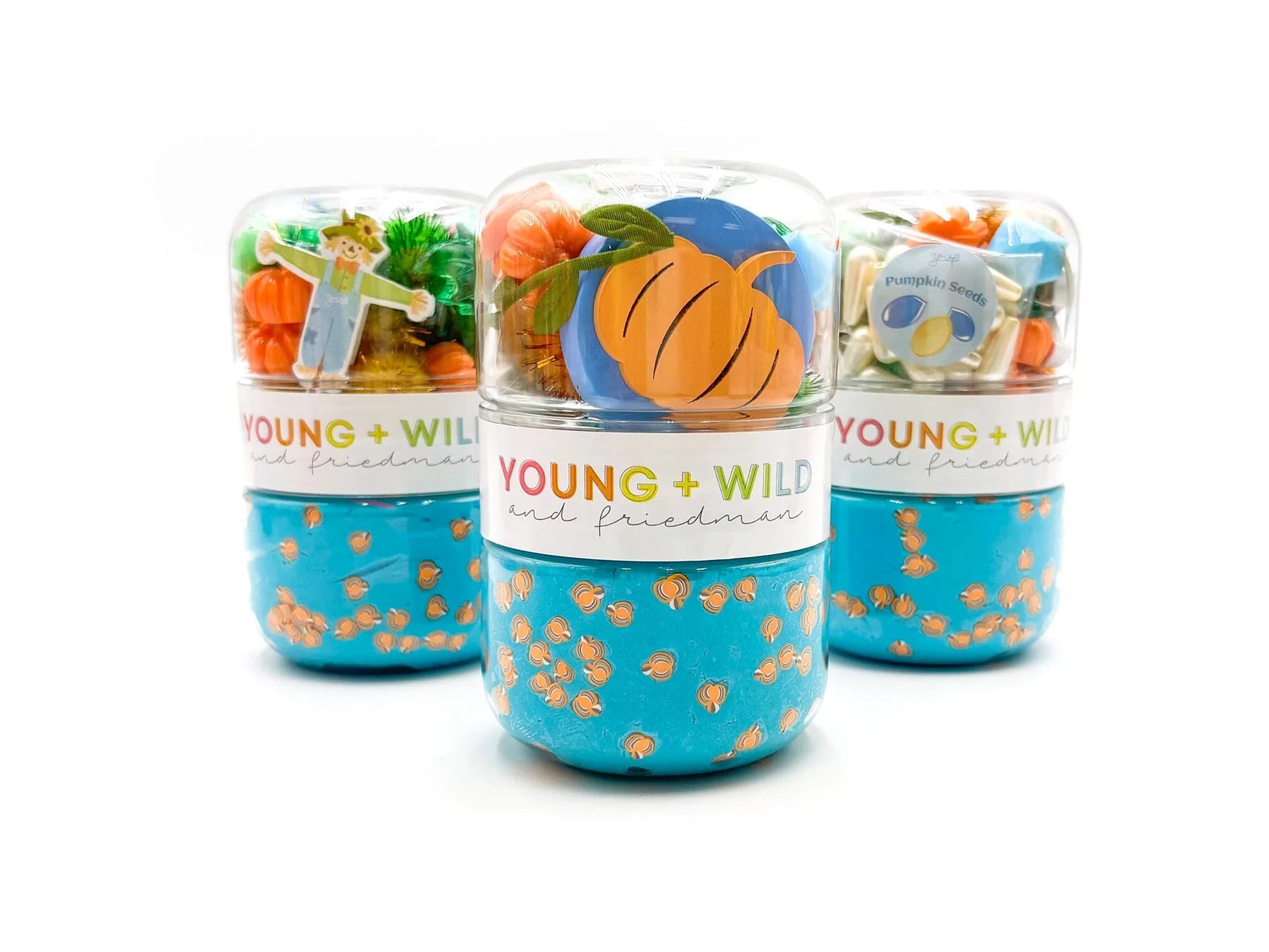 Young + Wild & Friedman Grab & Go Dough Jar, Blue Pumpkin Patch