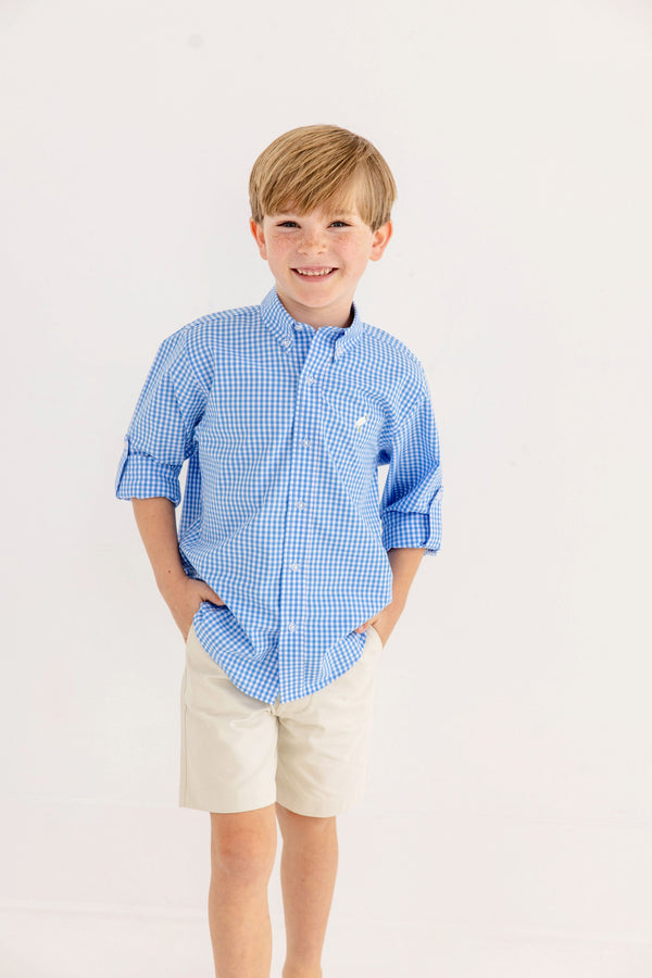 Beaufort Bonnet Dean's List Dress Shirt Rolled Sleeve, Sunrise Blvd Blue Minigingham