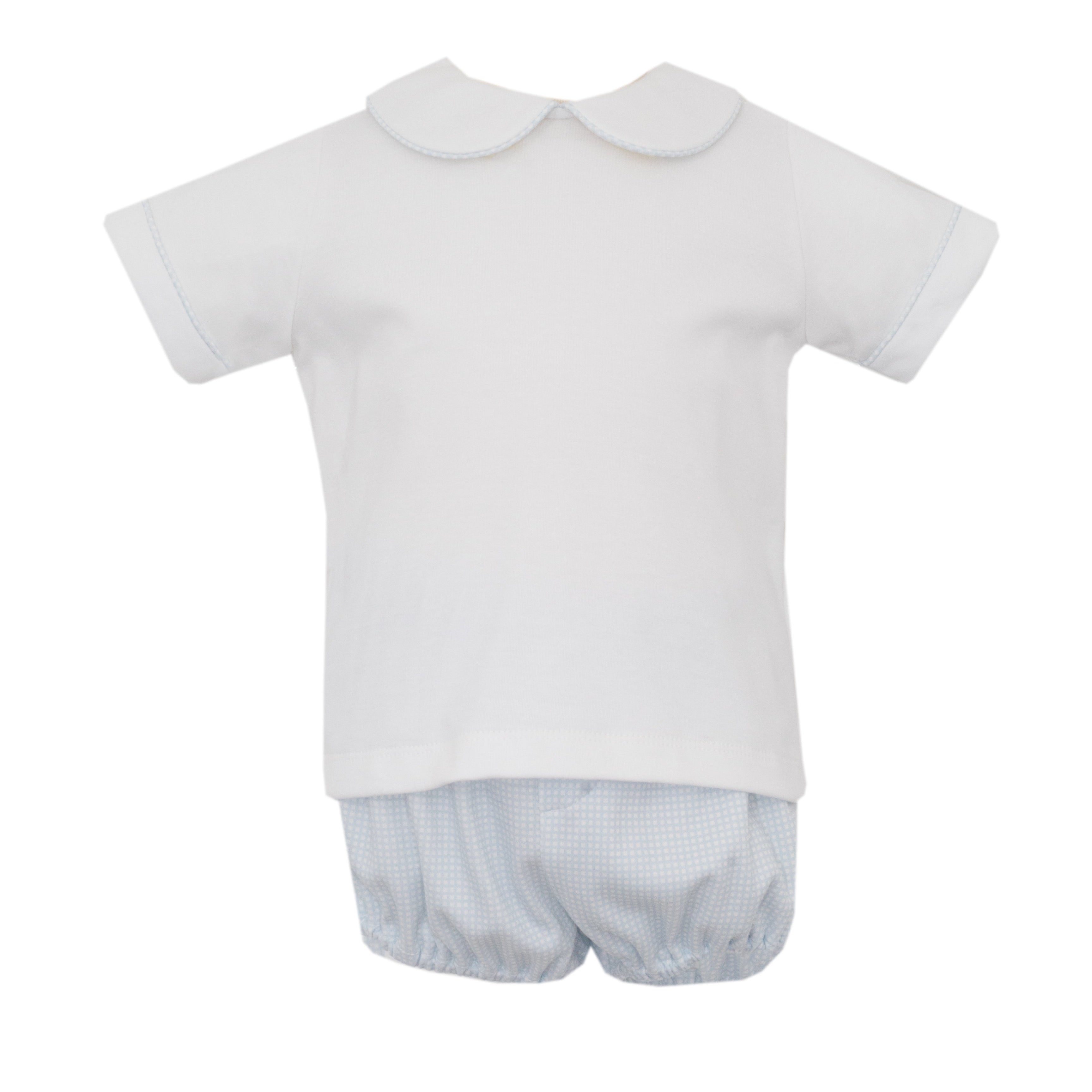 Petit Bebe Blue Gingham Diaper Set