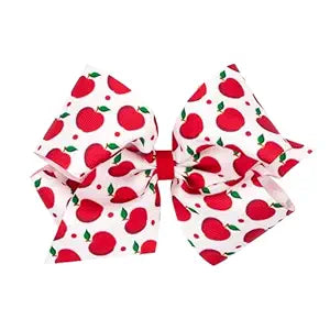 Wee Ones Medium Apple Harvest Print Grosgrain Bow