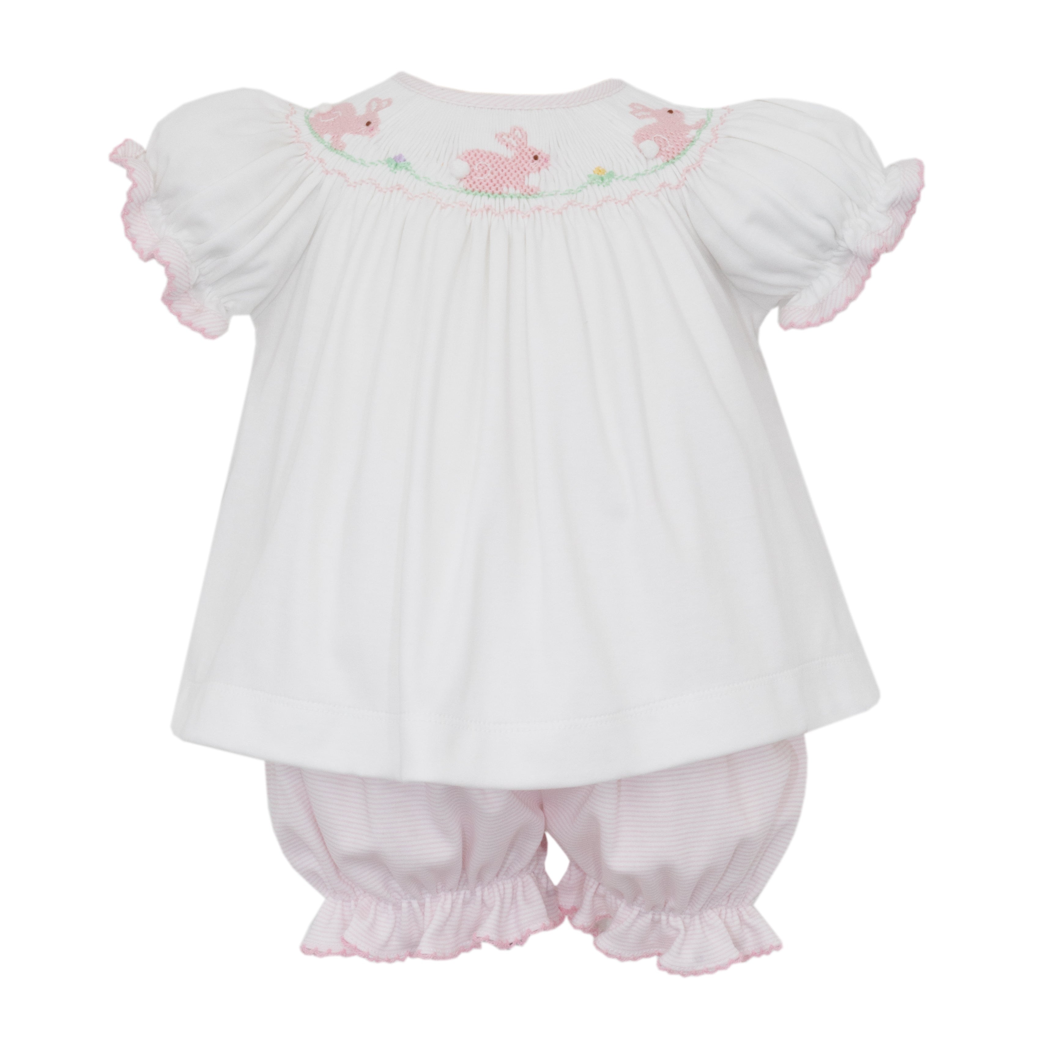 Petit Bebe Bunny Knit Stripe Bishop Bloomer Set