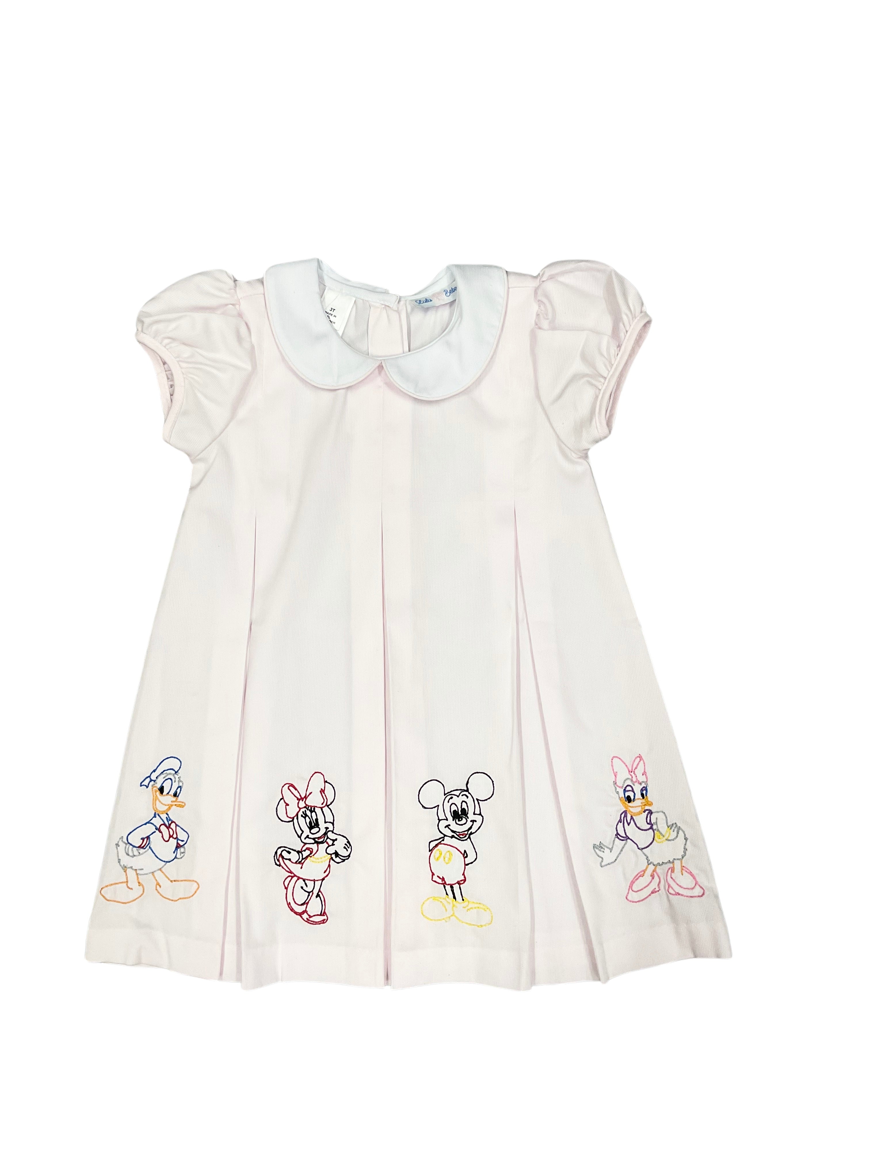 Lulu Bebe Pink Embroidered Disney Character Dress