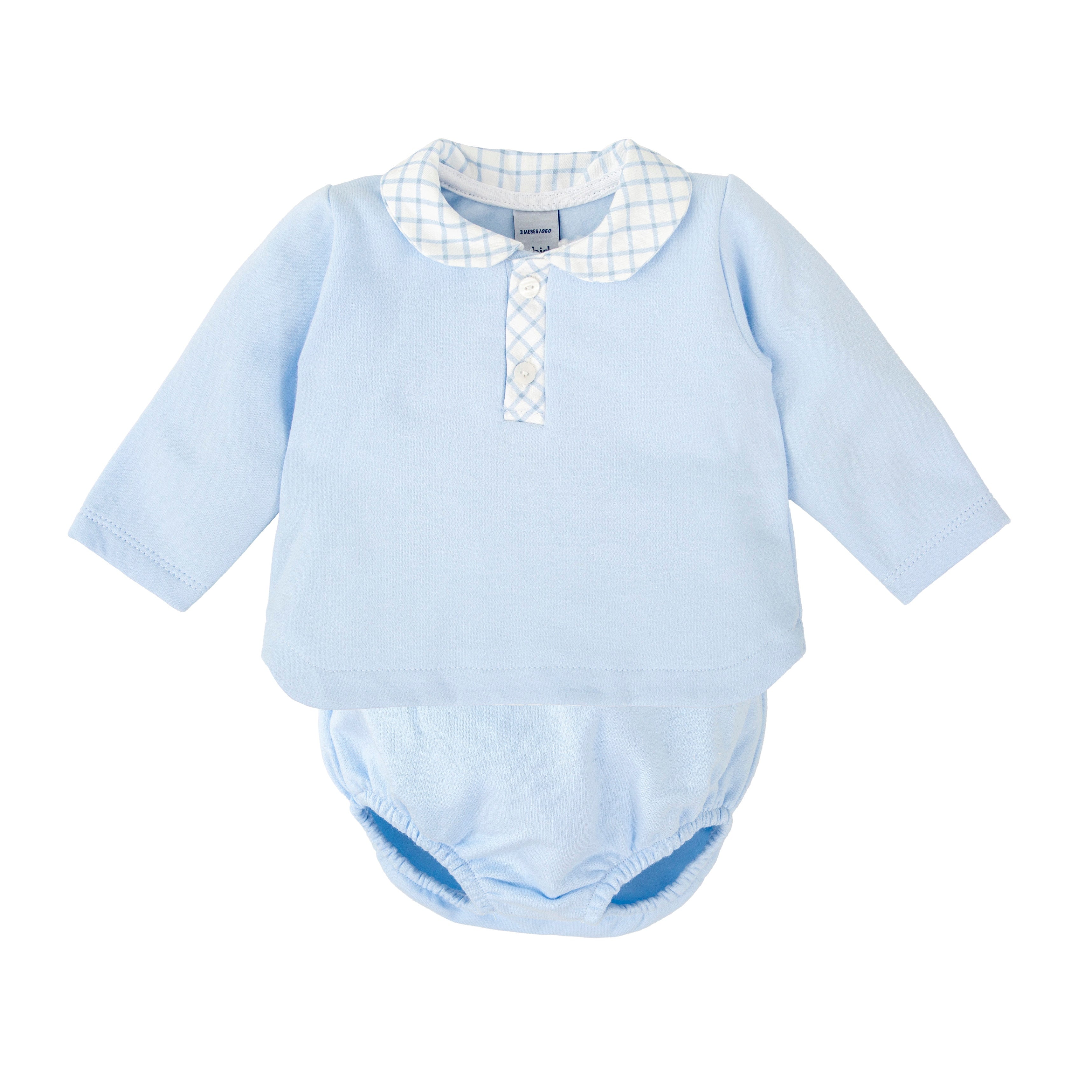 Babidu Blue Cotton Diaper Set with Checks