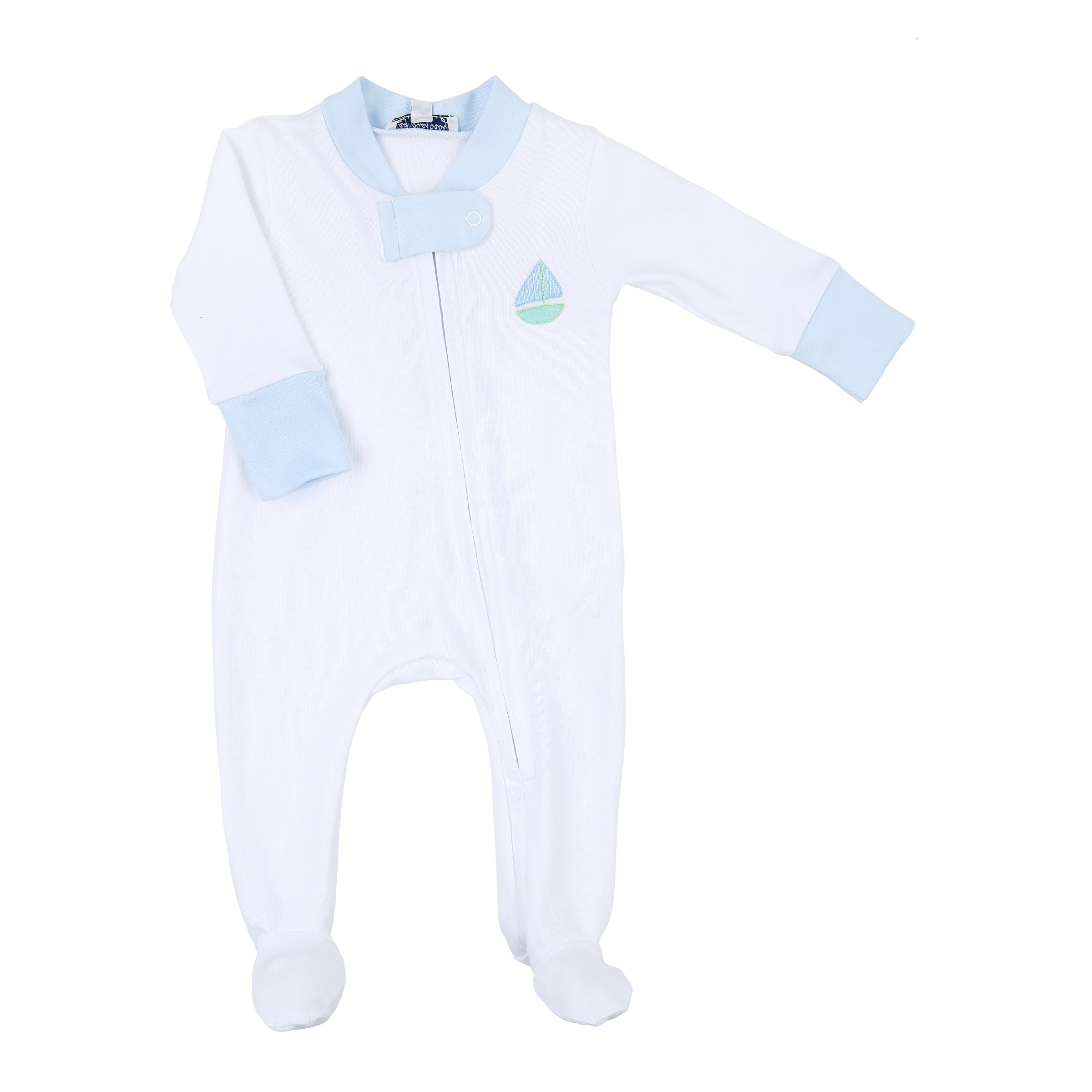 Magnolia Baby Sweet Sailing Embroidered Zippper Footie