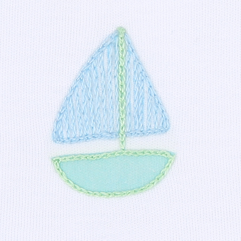 Magnolia Baby Sweet Sailing Embroidered Zippper Footie