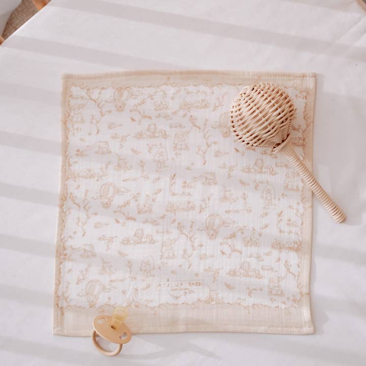 Atelier Babbi Beige Toile De Jouy Burp Cloth