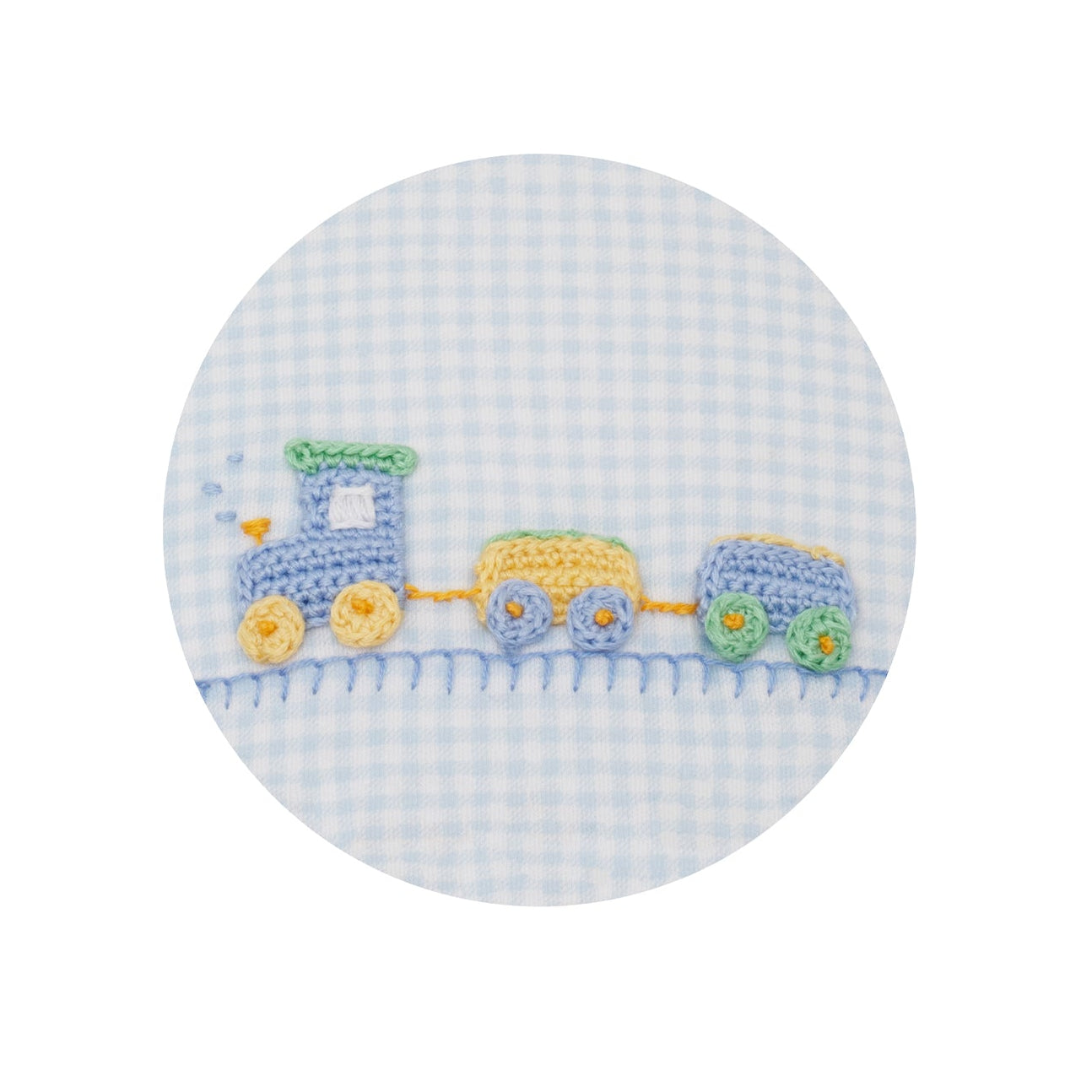 Petit Bebe Train Gingham Romper