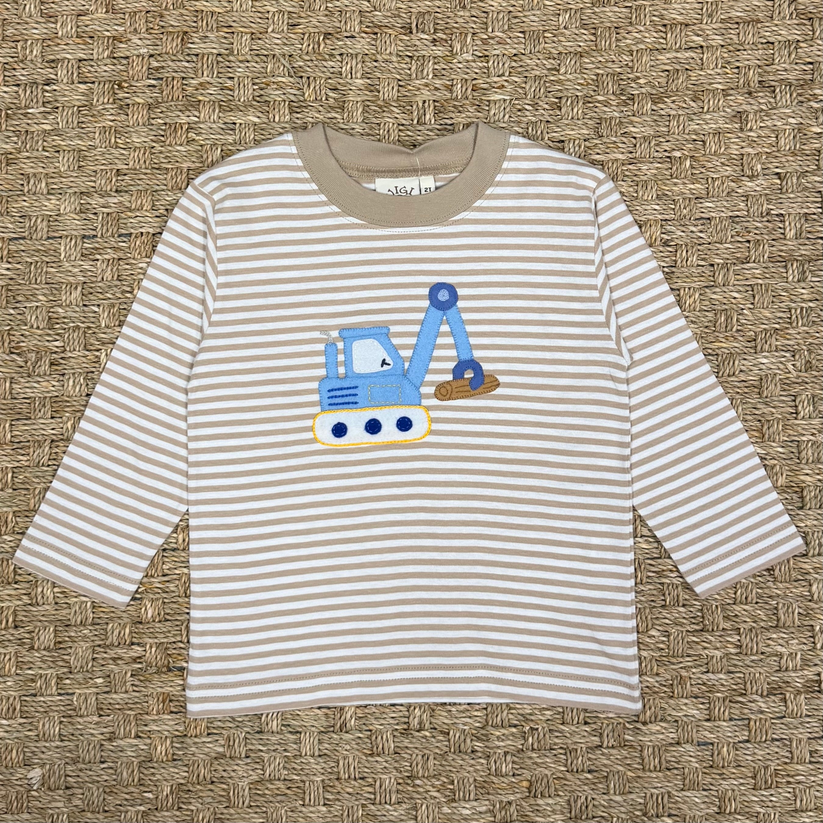 Luigi Tee, Retro Backhoe on Sand Stripe