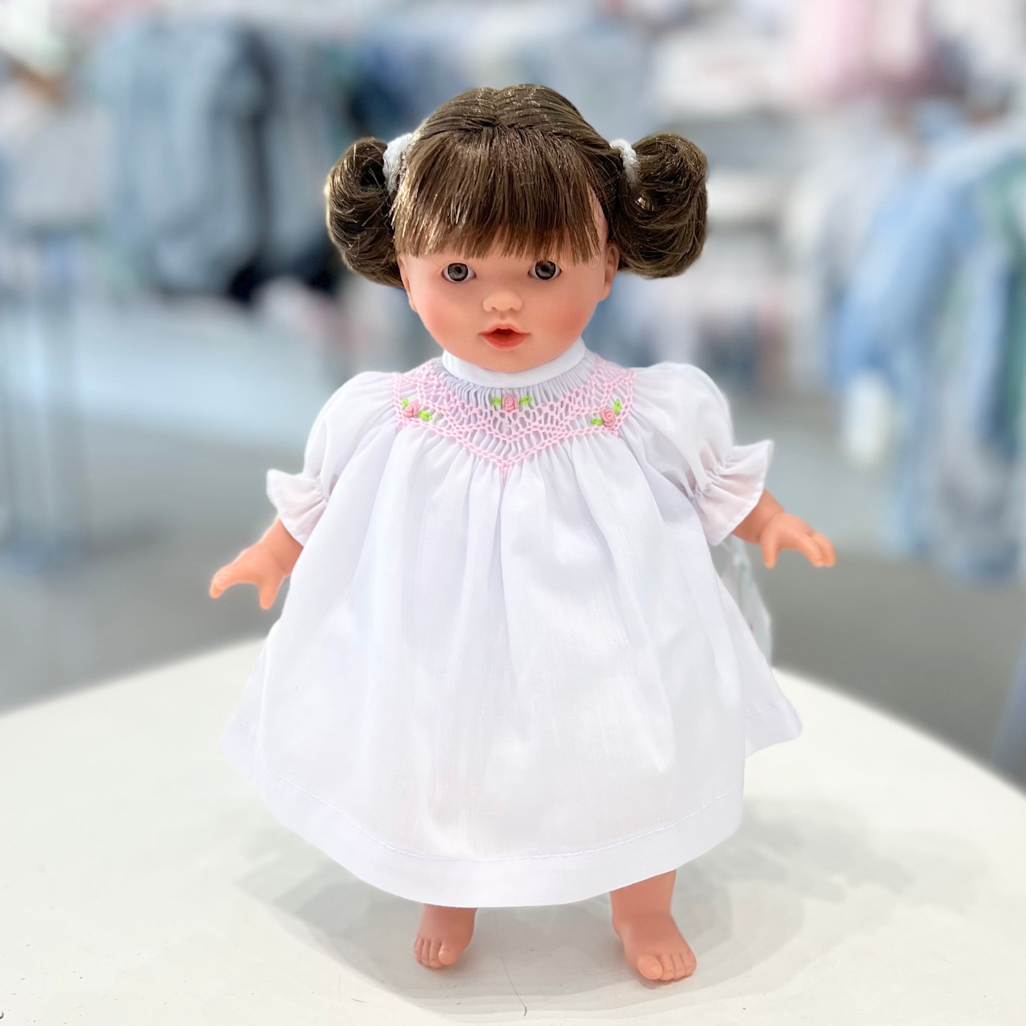 Rosalina Bella Brunette Doll with White Roselle Bishop