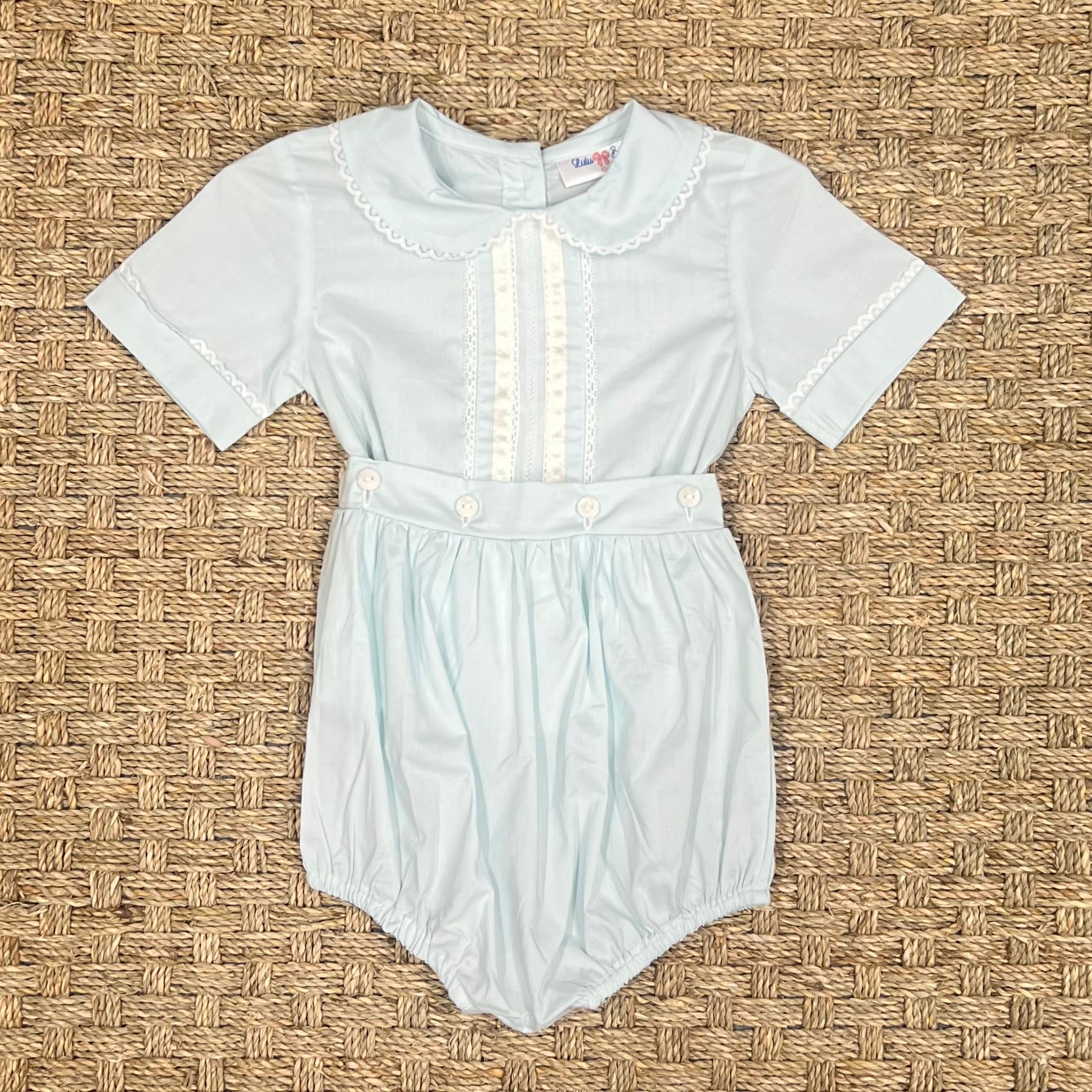 Lulu Bebe Patrick Blue Lace Button On Bloomer Set