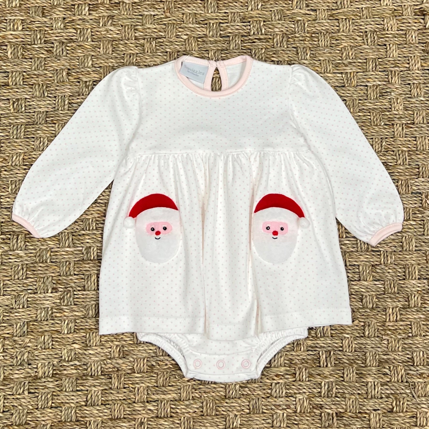 Squiggles Sherpa Santa Pockets Onesie Dress