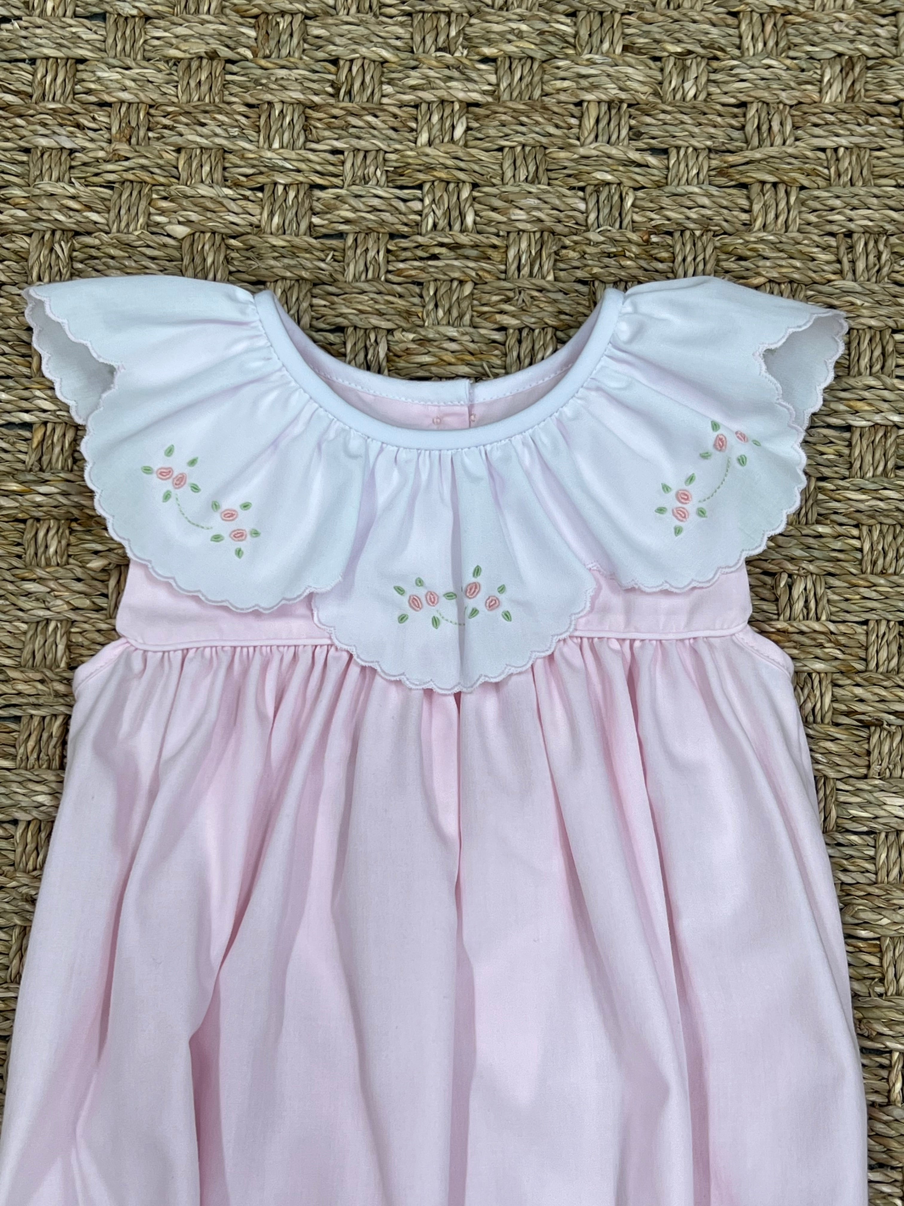 Auraluz Pink Sleeveless Bubble with Tiny Bud Embroidery