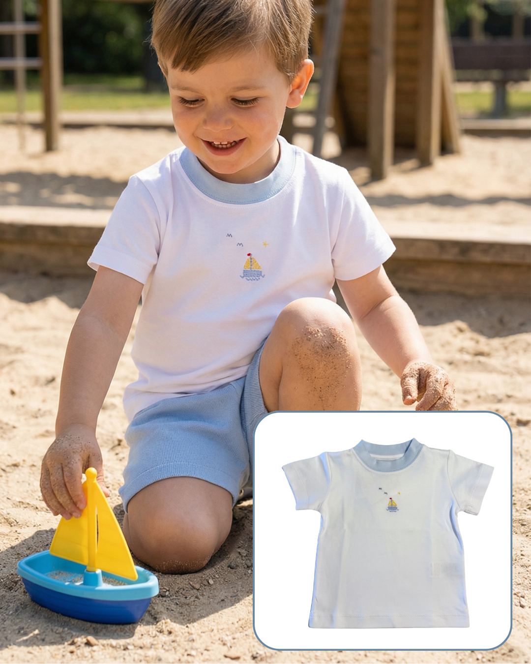 Squiggles Sailboat and Seagulls T-Shirt