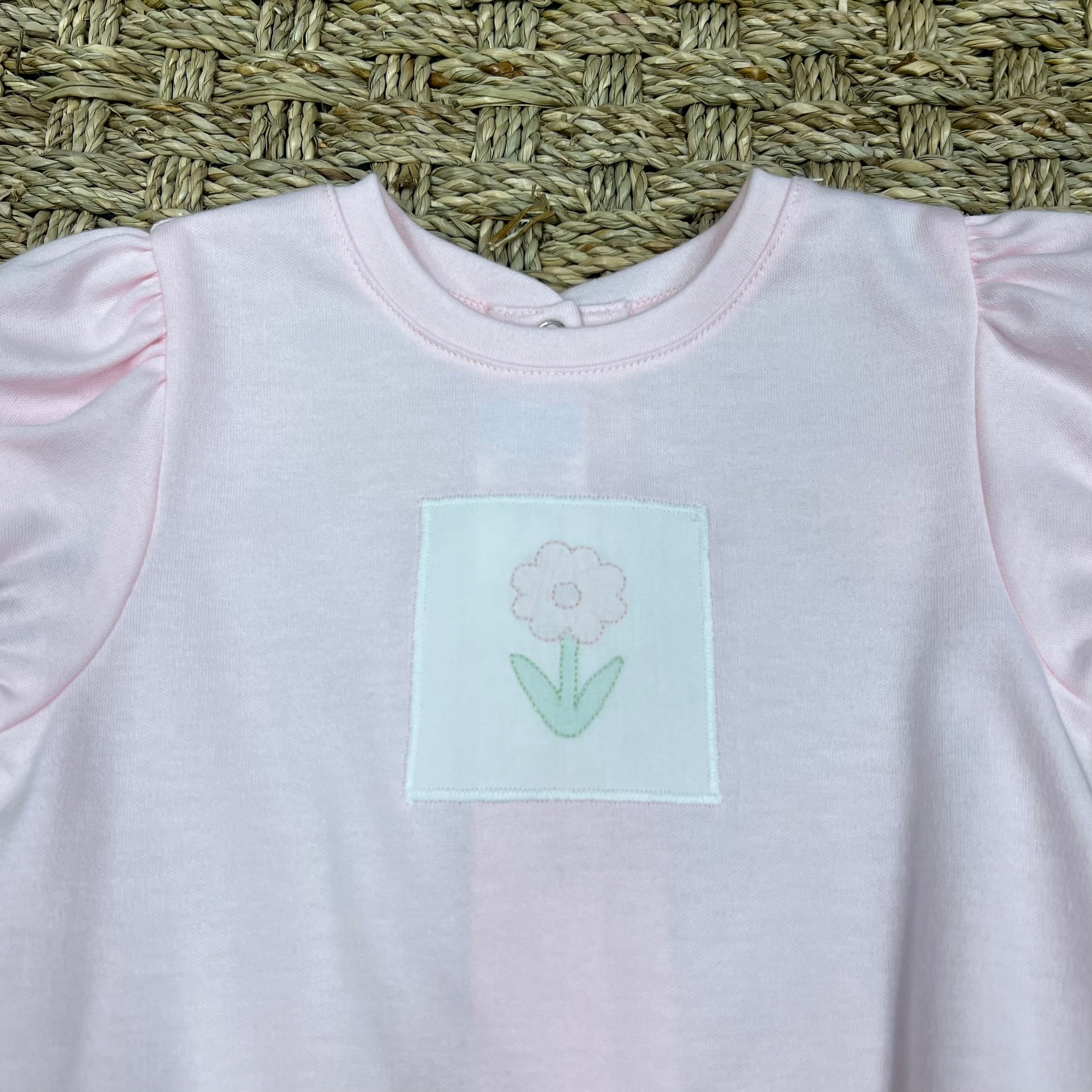 Auraluz Pink Knit Bubble with Flower Embroidery