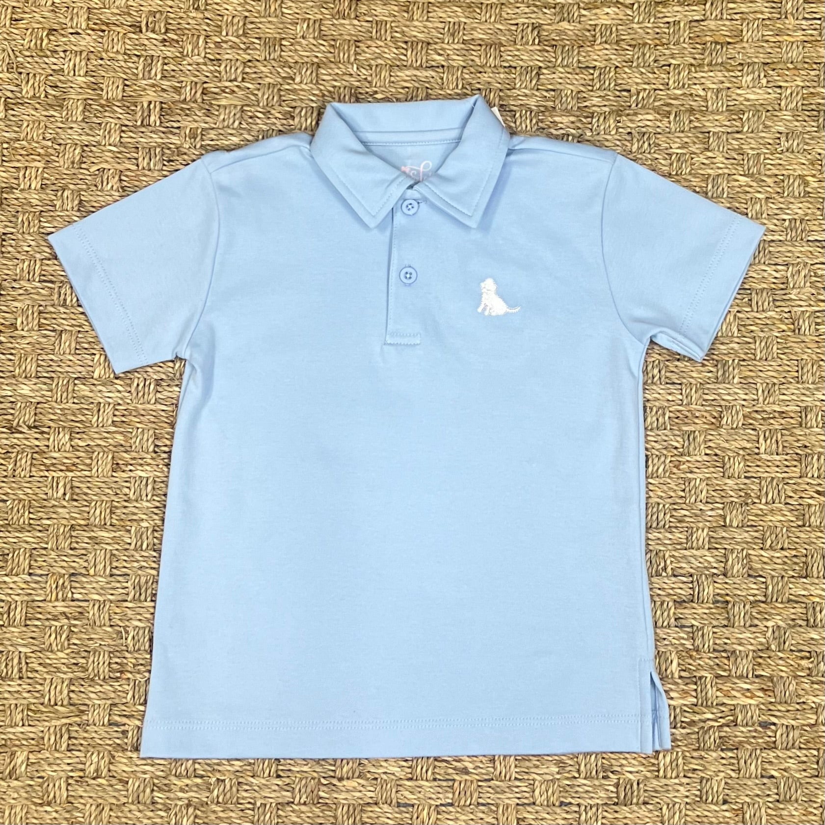 James & Lottie Light Blue Polo with White Puppy