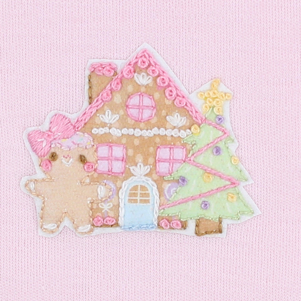 Magnolia Baby Sweet Gingerbread Embroidered Collared Bubble, Pink - shopnurseryrhymes
