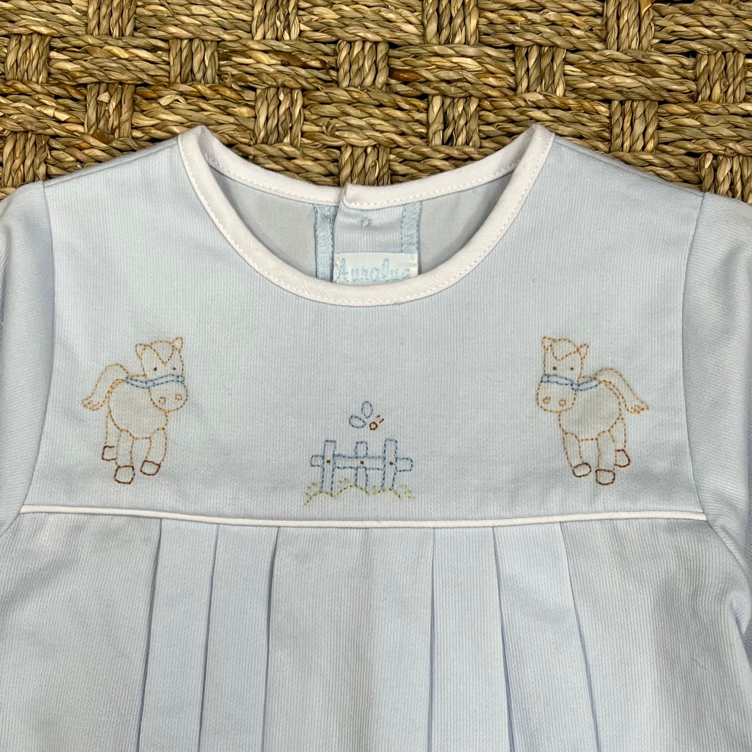 Auraluz Blue Pique Bubble with Horse Embroidery