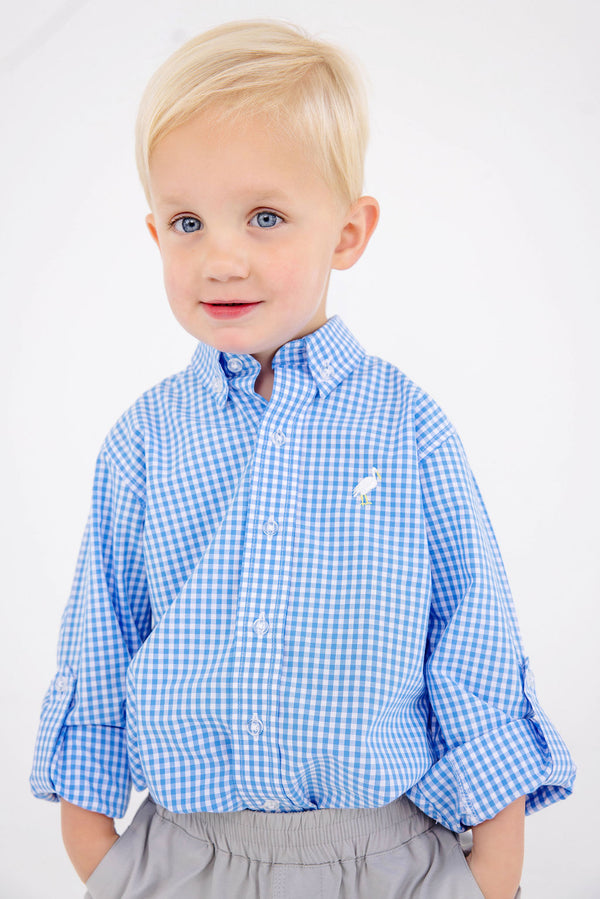 Beaufort Bonnet Dean's List Dress Shirt Rolled Sleeve, Sunrise Blvd Blue Minigingham