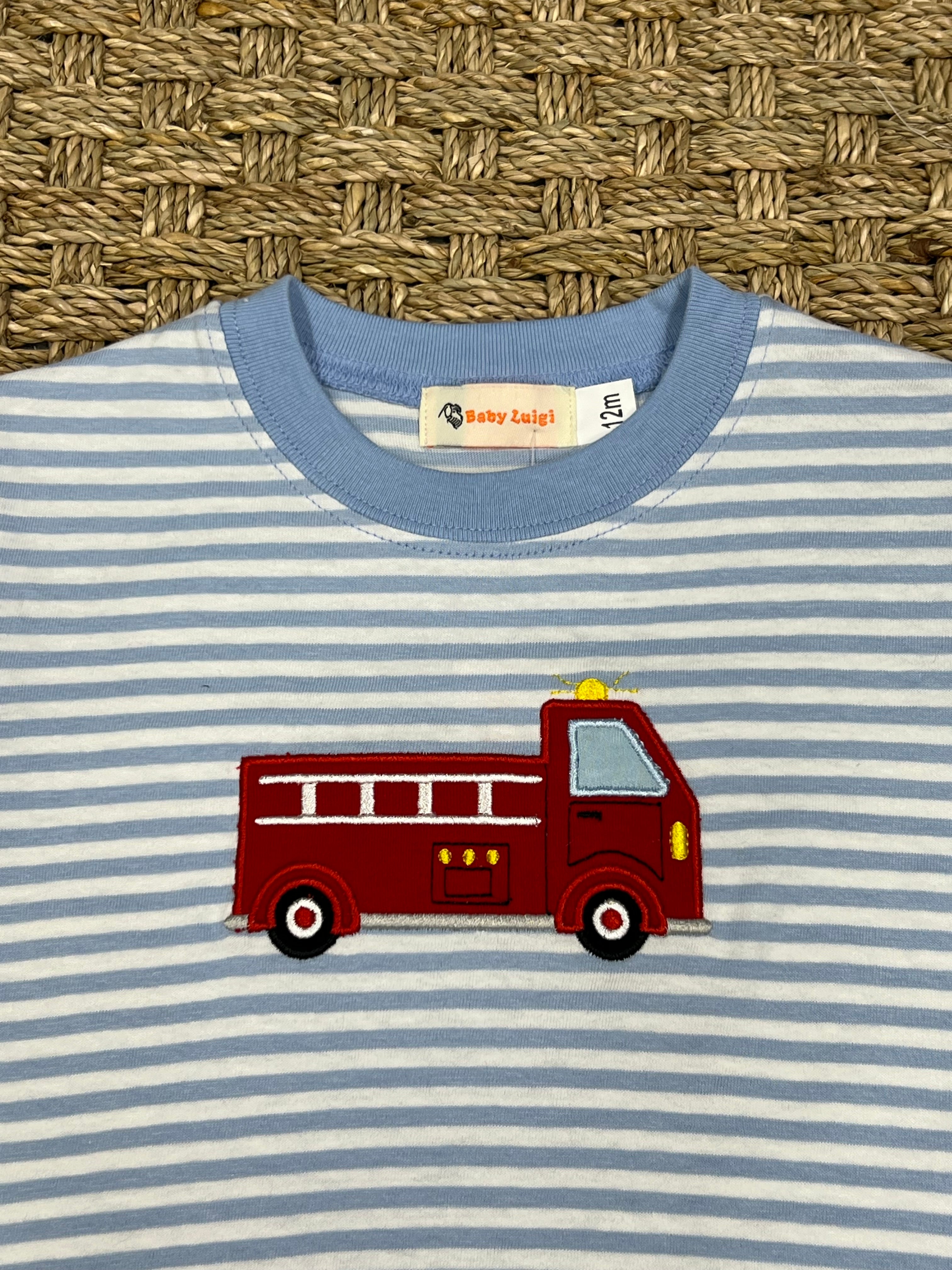Luigi Tee, Fire Truck on Sky Blue Stripe