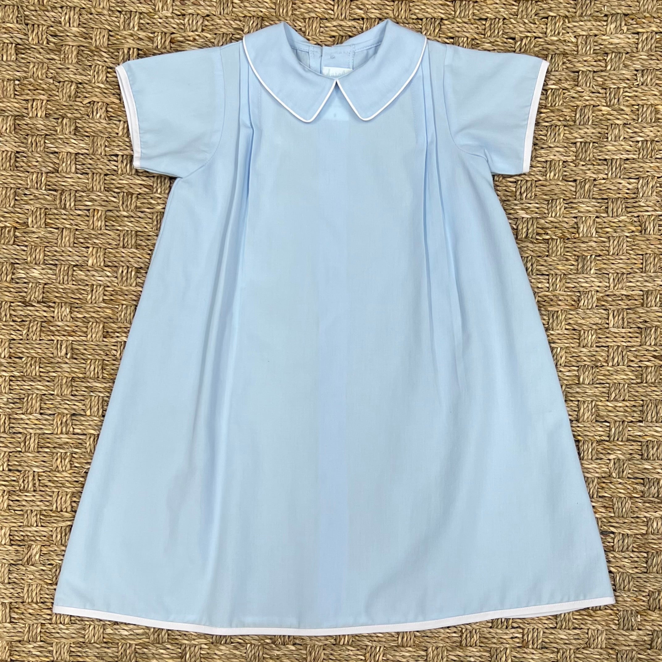 Auraluz Solid Blue Day Gown with White Trim