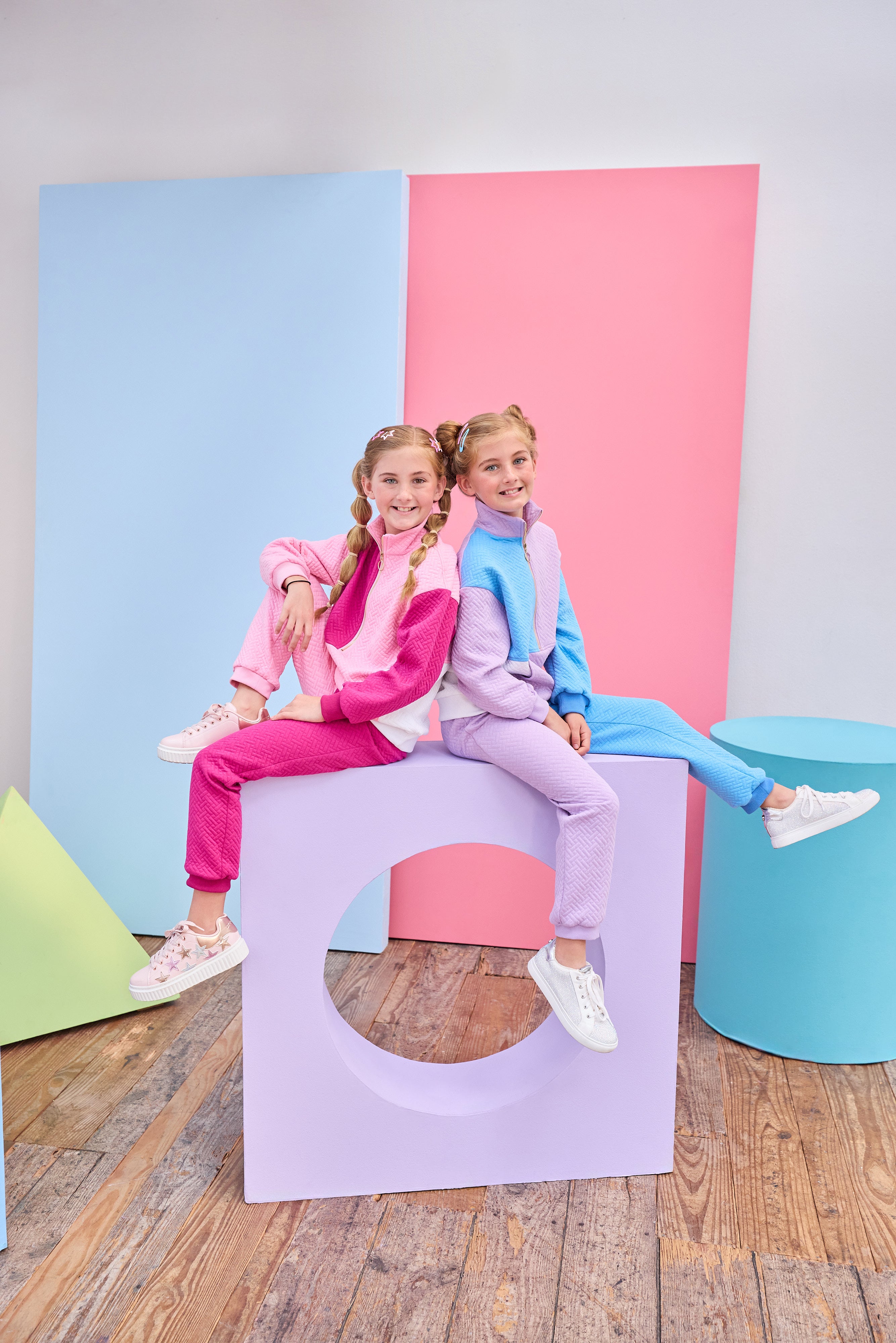 Bisby Color Block Jogger, Pink & Cranberry Quilted Trellis