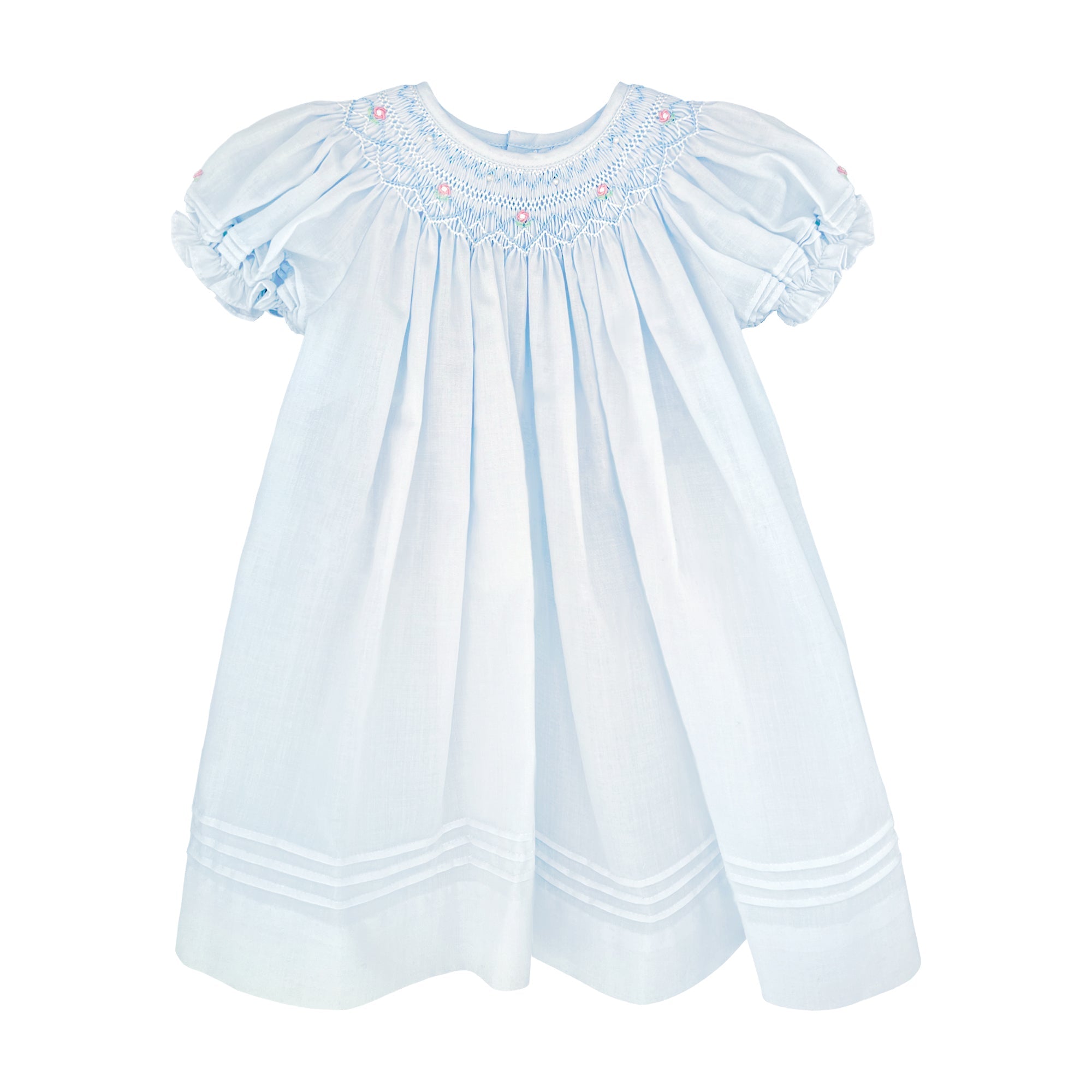 Petit Ami Bishop Gown with Heart Smocking and Pearls