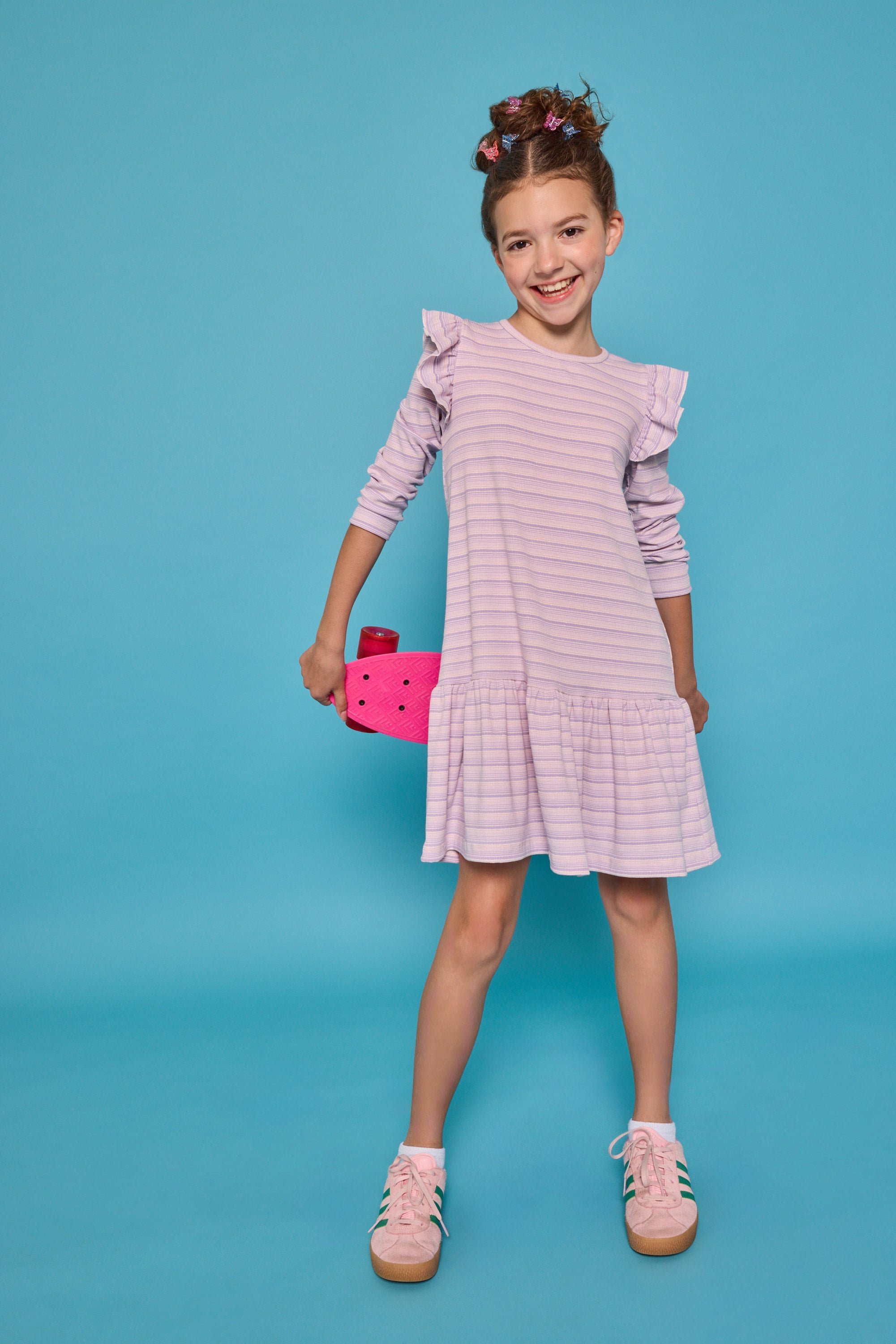 Bisby Sadie T-Shirt Dress, Lavender Sparkle Stripe