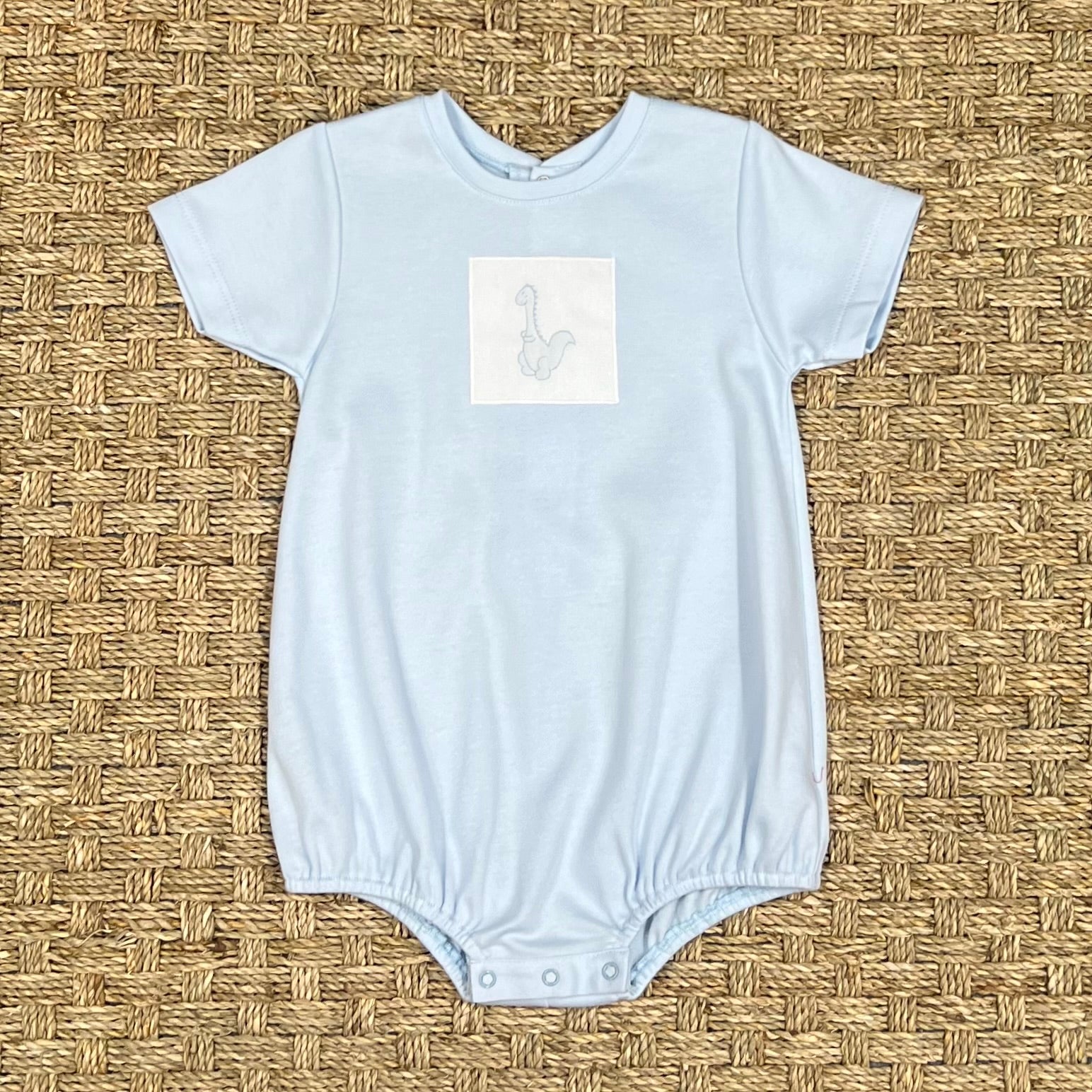 Auraluz Blue Knit Bubble with Dinosaur Embroidery