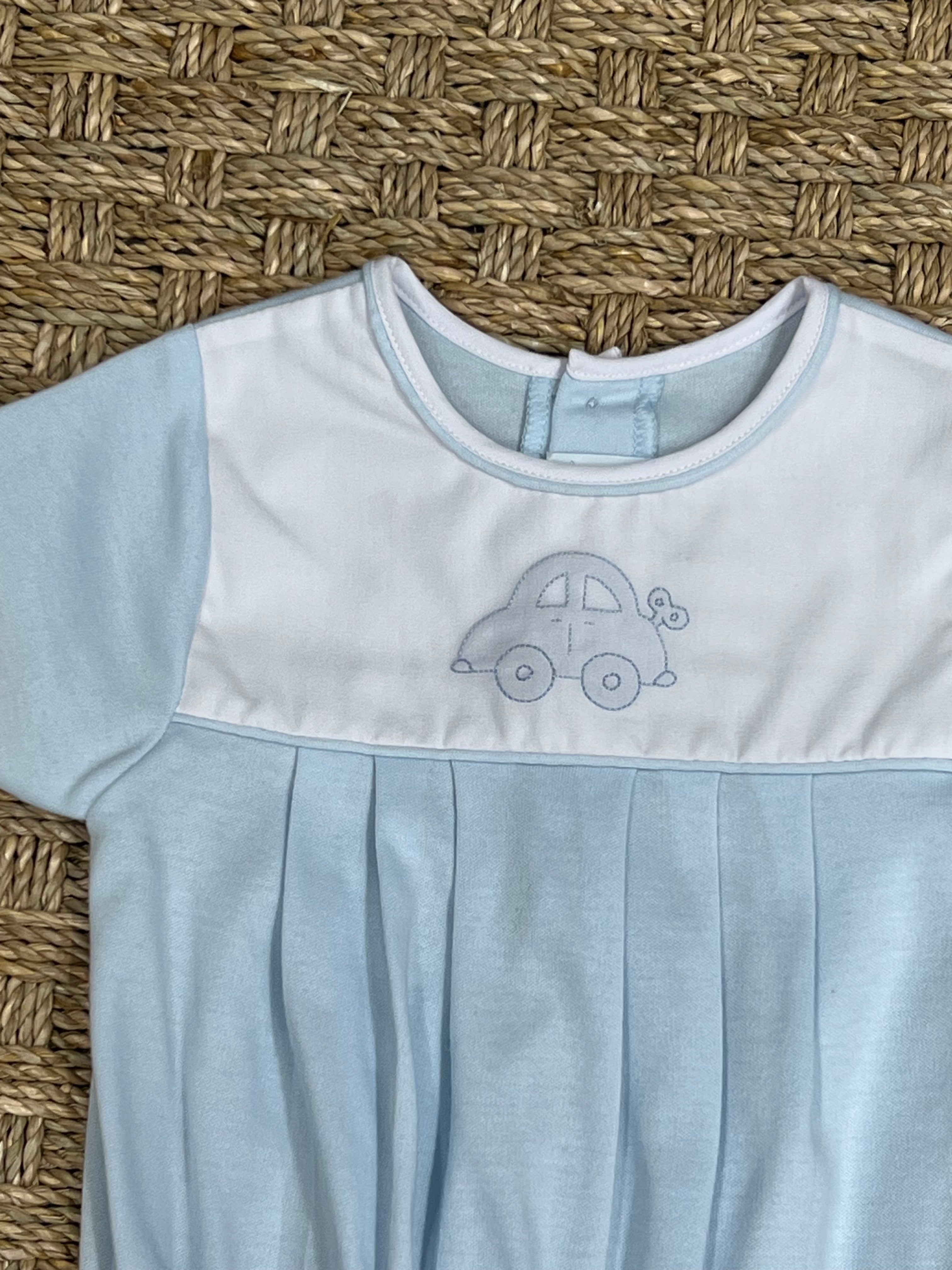 Auraluz Blue Knit Bubble with Wind Up Car Embroidery