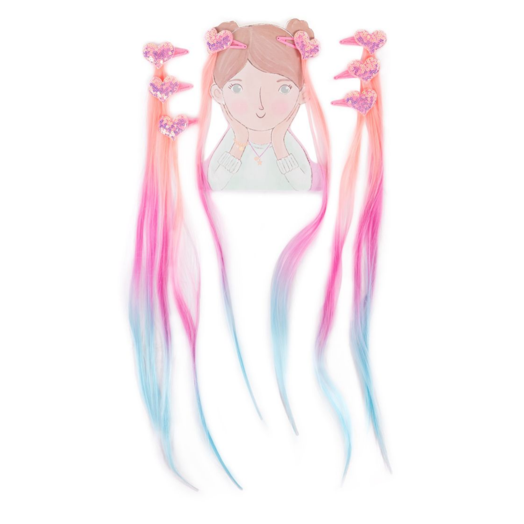 Creative Education Hollywood Hearts Hair Extensions, Pastel