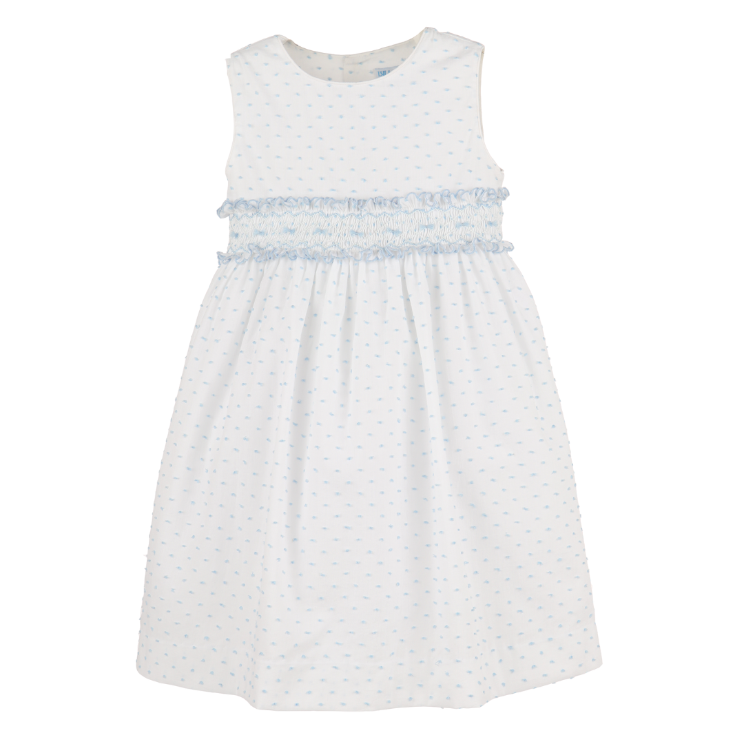 Luli & Me Plumeti Smock Dress, Blue