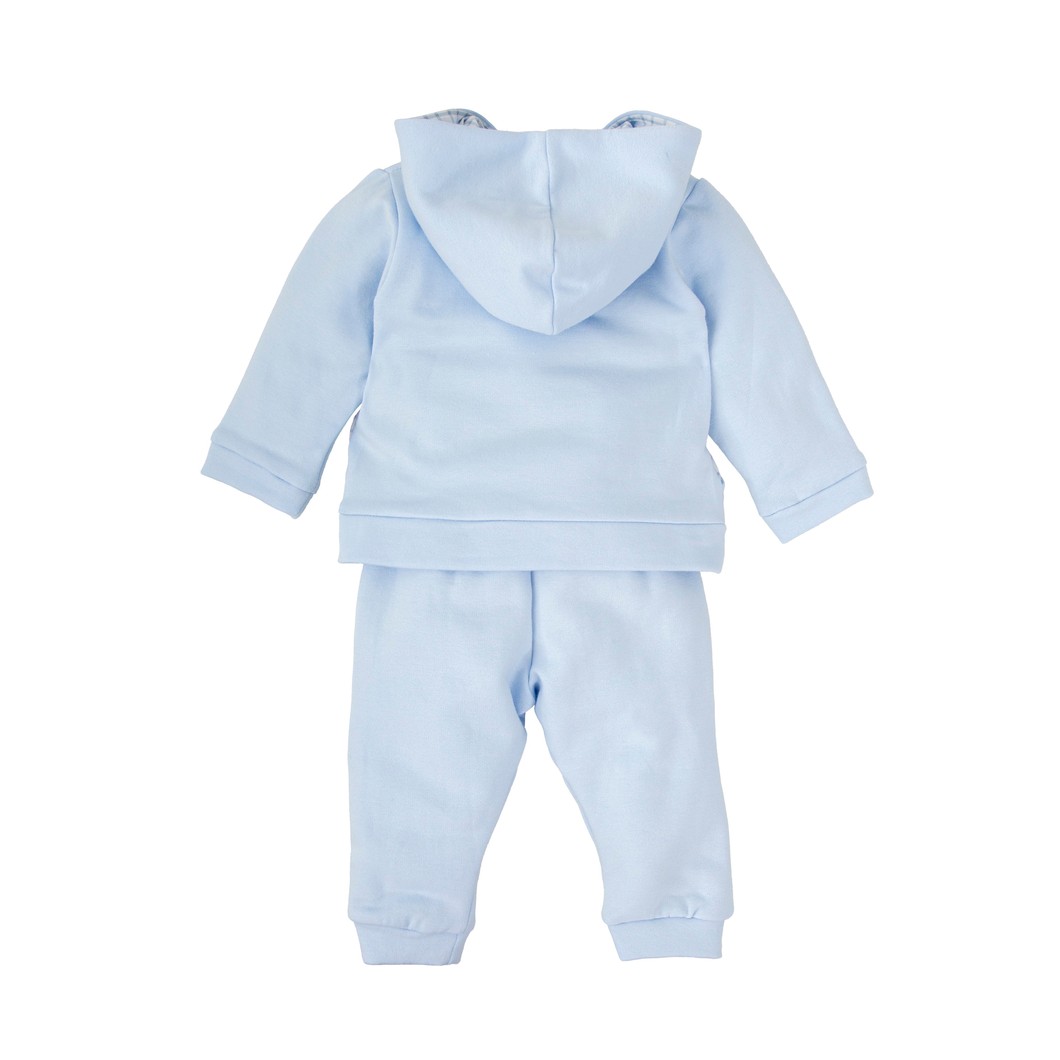 Babidu Blue Hooded Cotton Tracksuit with Checks