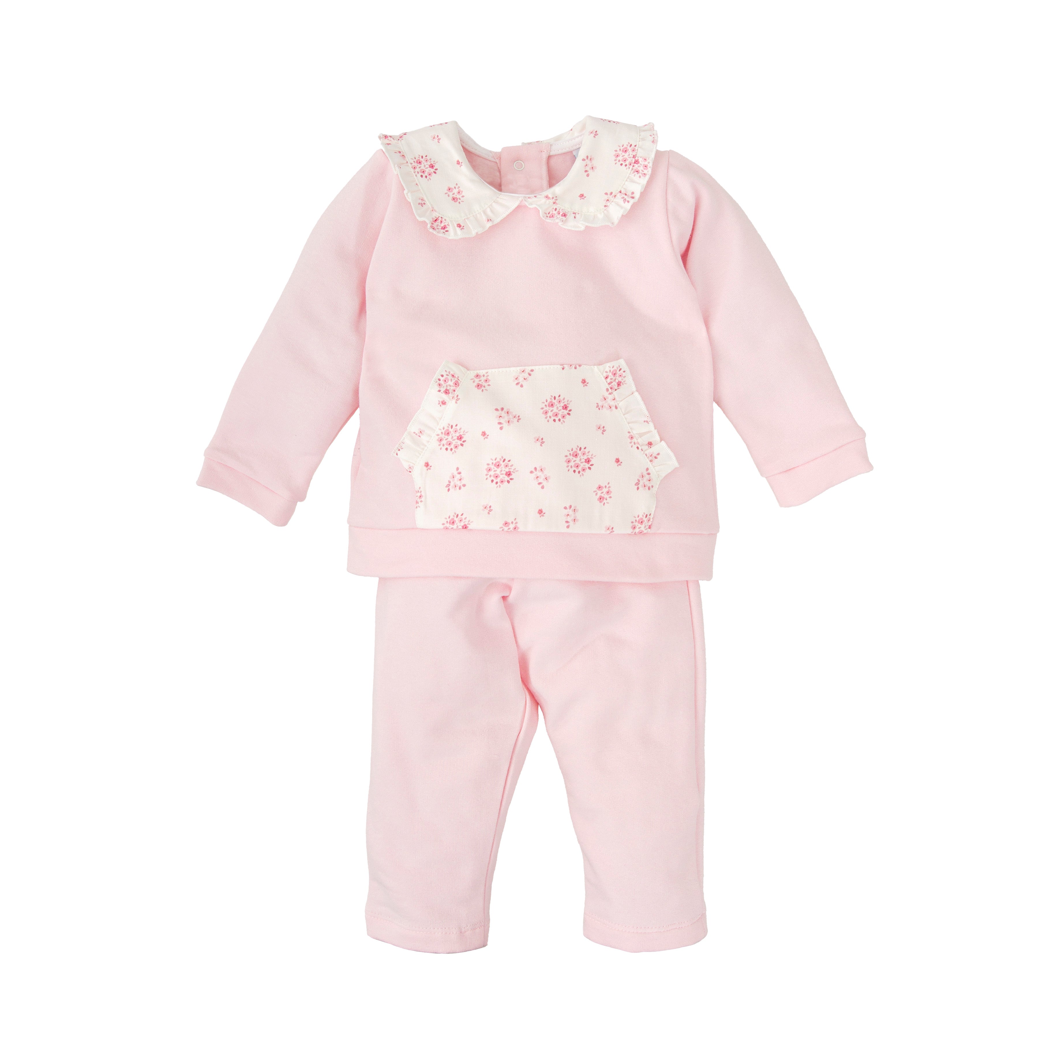 Babidu Pink Floral Print Cotton Tracksuit