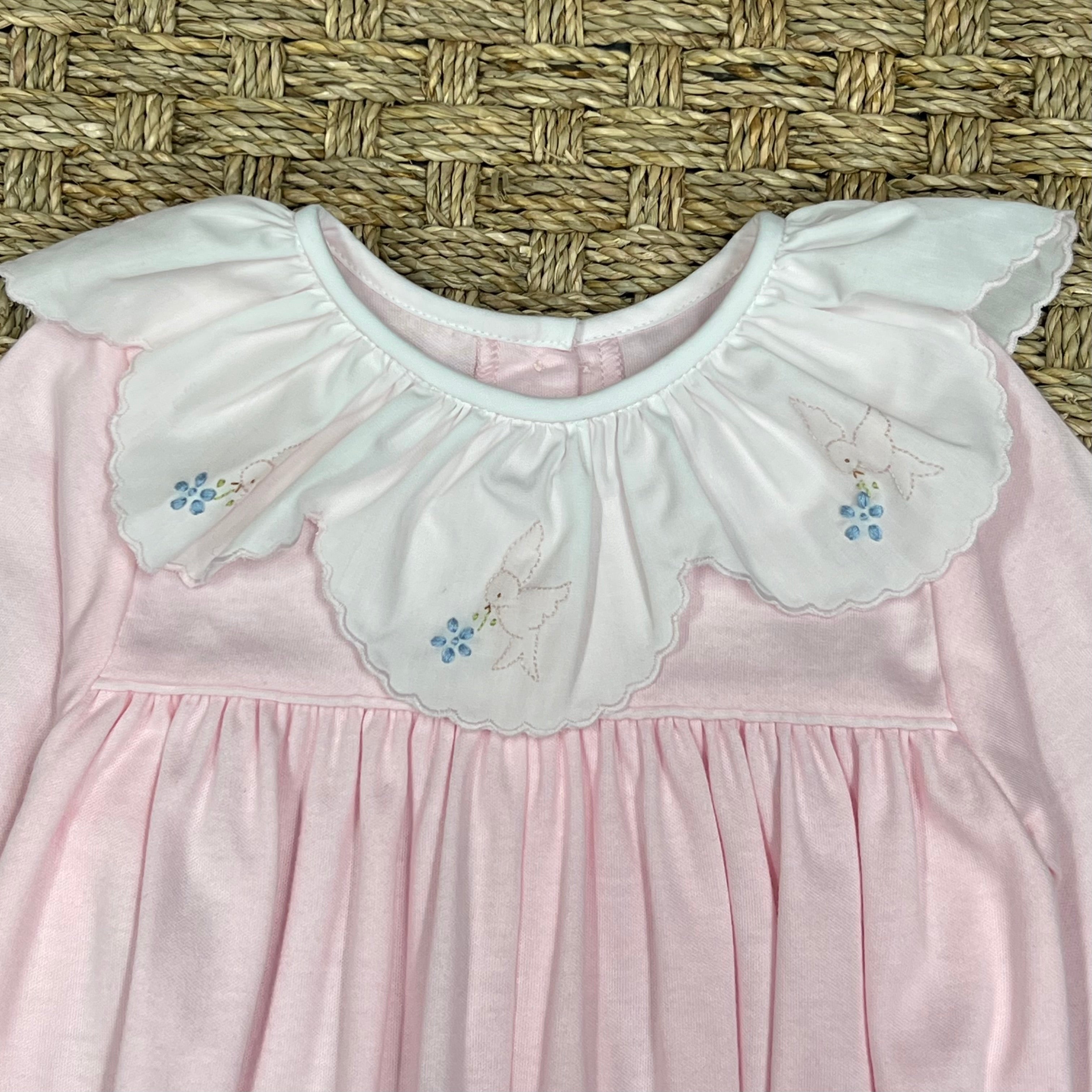 Auraluz Pink Knit Longall with Bird Embroidery