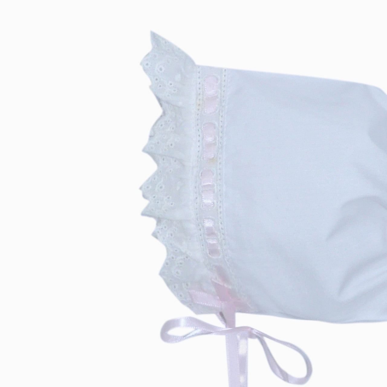 Baby Sen White Finn Daygown, Eyelet Lace Pink