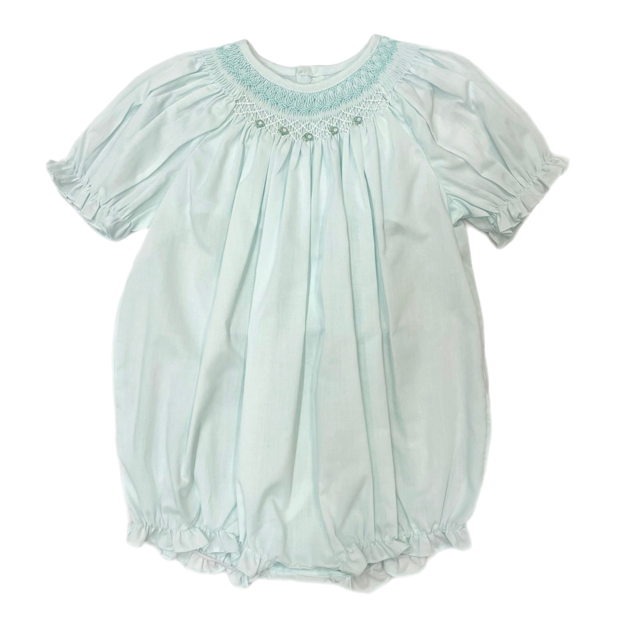 Petit Ami Mint Rosebud Smocked Bubble