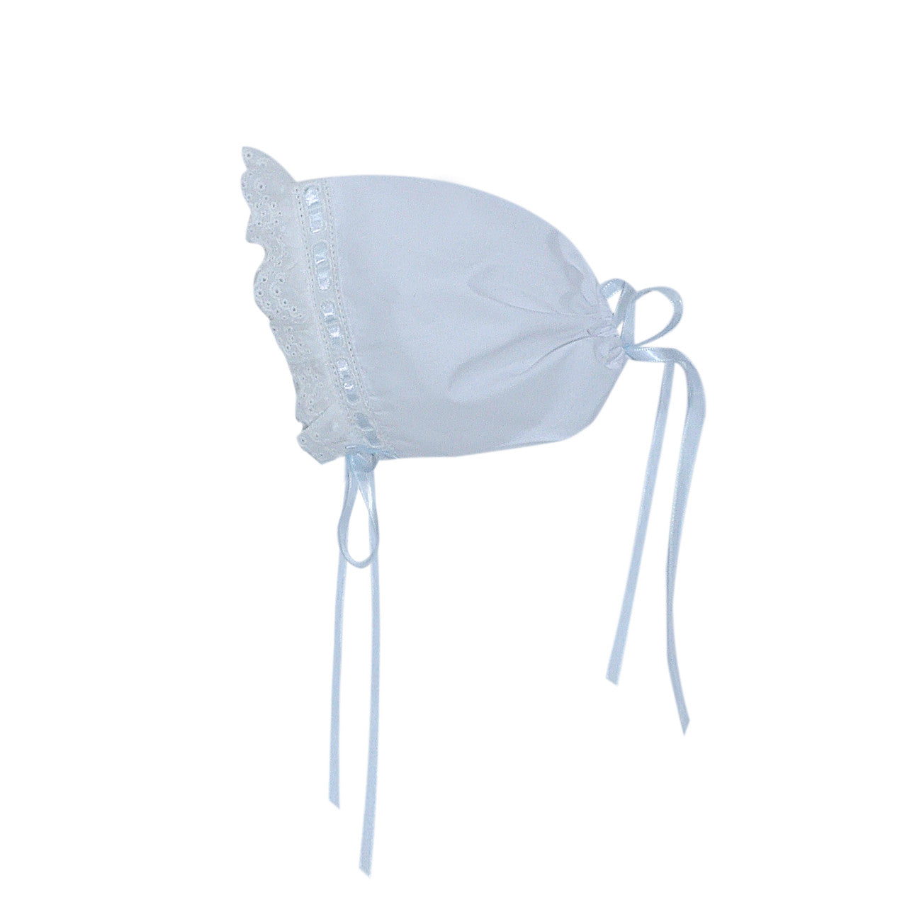 Baby Sen White Finn Daygown, Eyelet Lace Blue