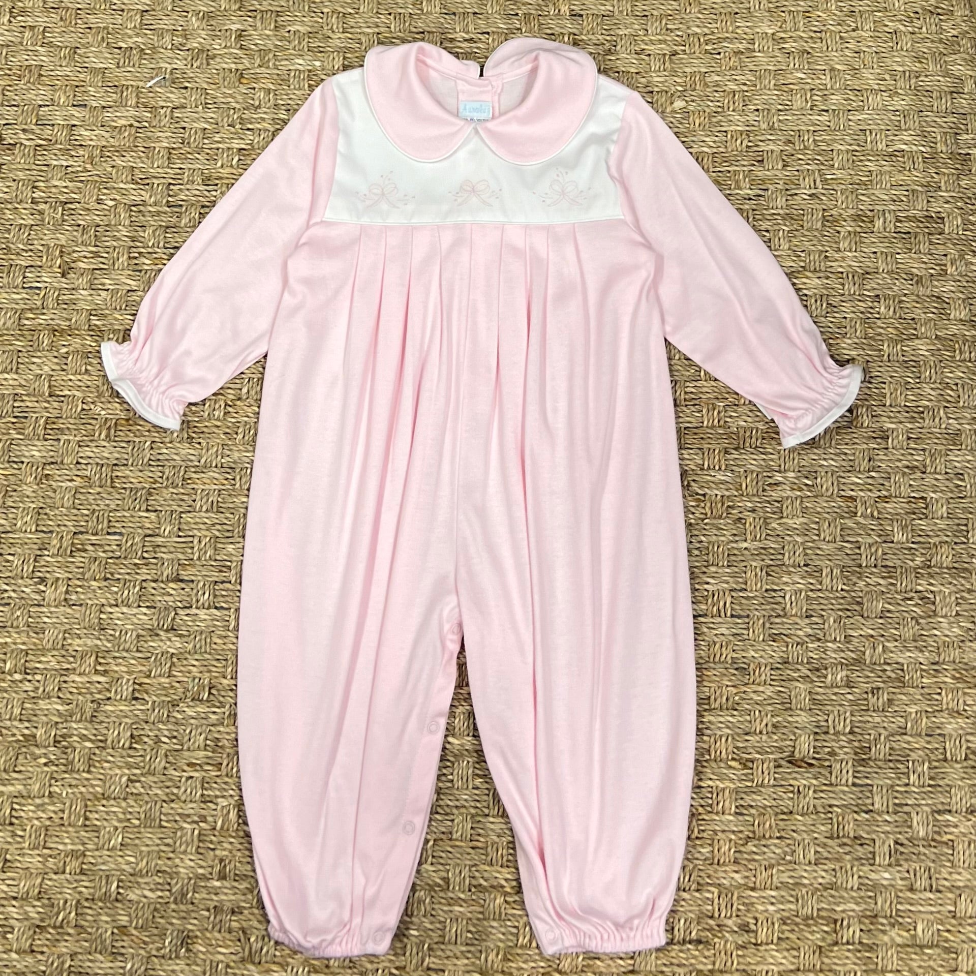Auraluz Pink Knit Longall with Bow Embroidery
