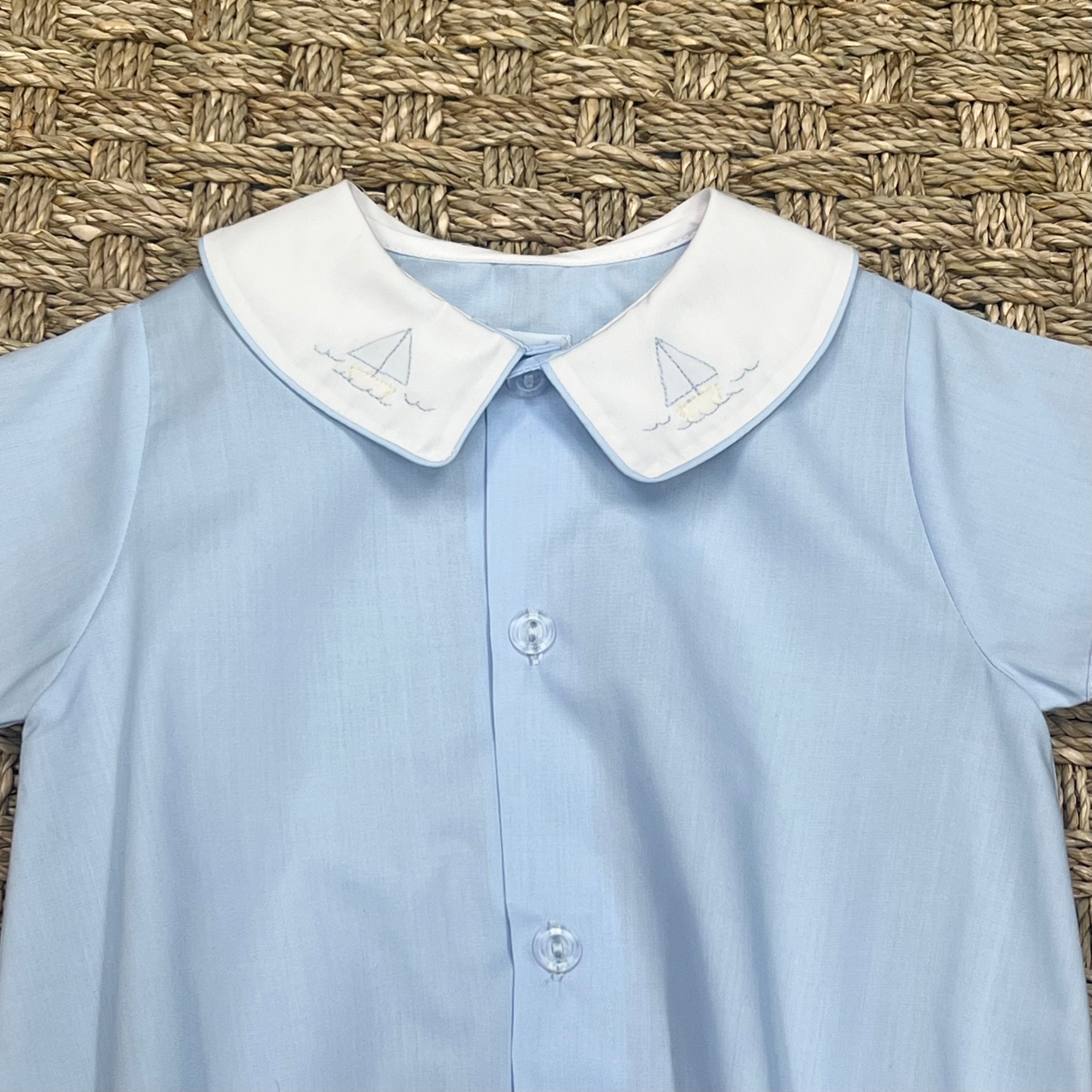 Auraluz Blue Bubble with Boat Embroidery on Collar