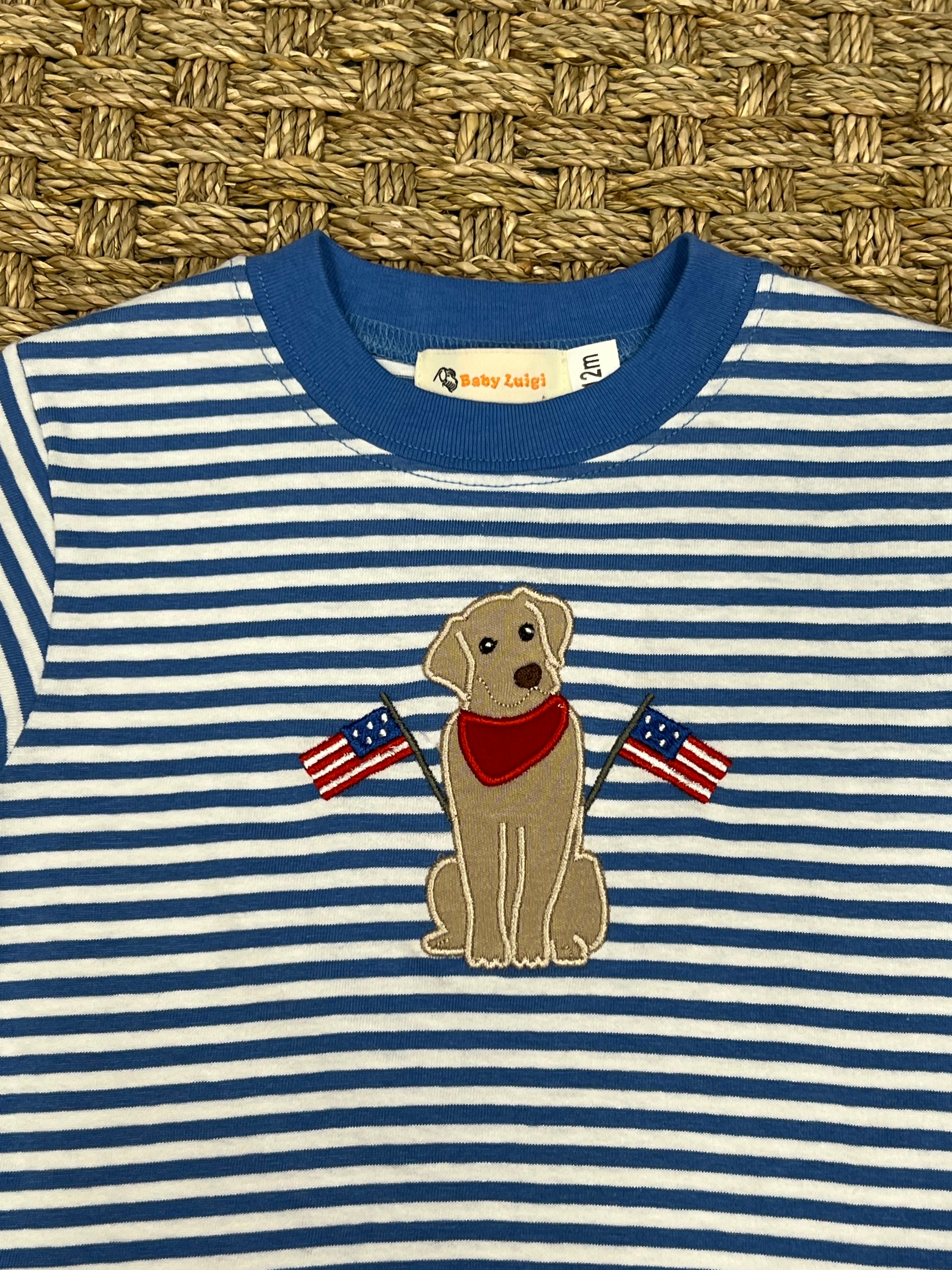 Luigi Tee, Lab with American Flag on Chambray
